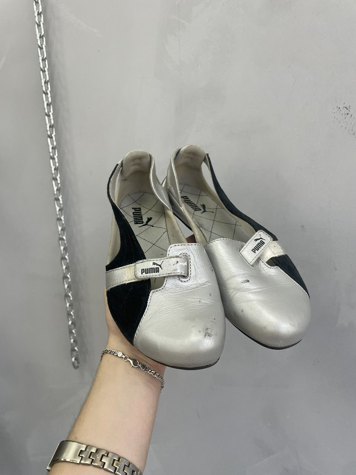 Puma Puma ballet style slip on flats y2k tech minimal silver Size US 7 / IT 37 - 1 Thumbnail