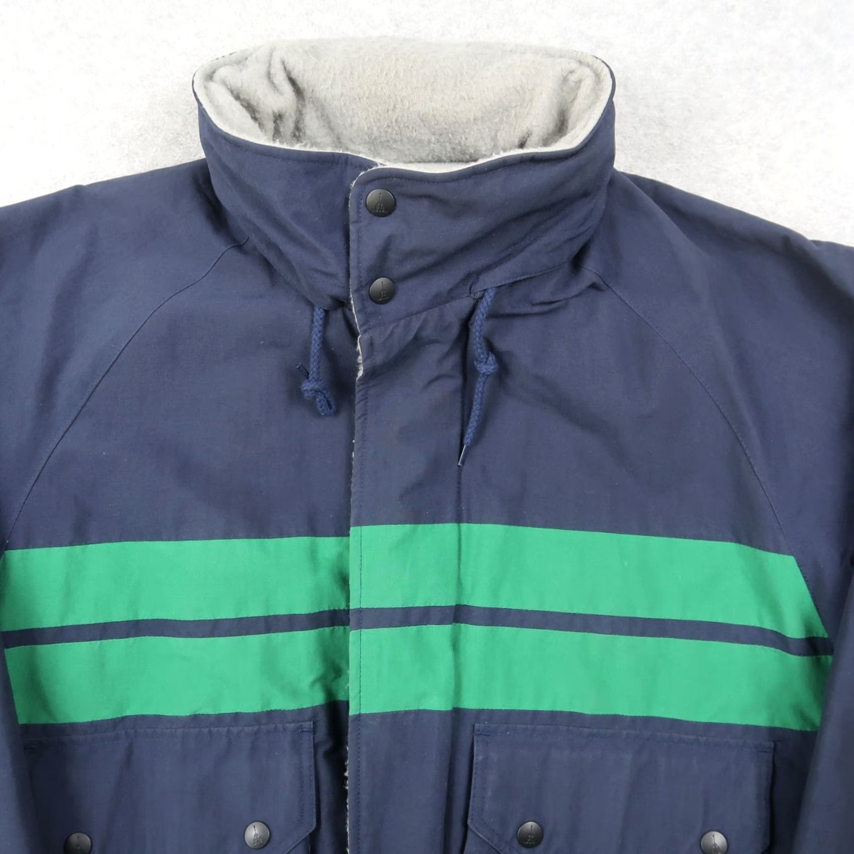 Nautica VINTAGE Nautica Competition Blue Fleece Lined Striped Jacket M Mens 90s Bomber Zip Stand-Up Collar Casual Size US M / EU 48-50 / 2 - 3 Thumbnail