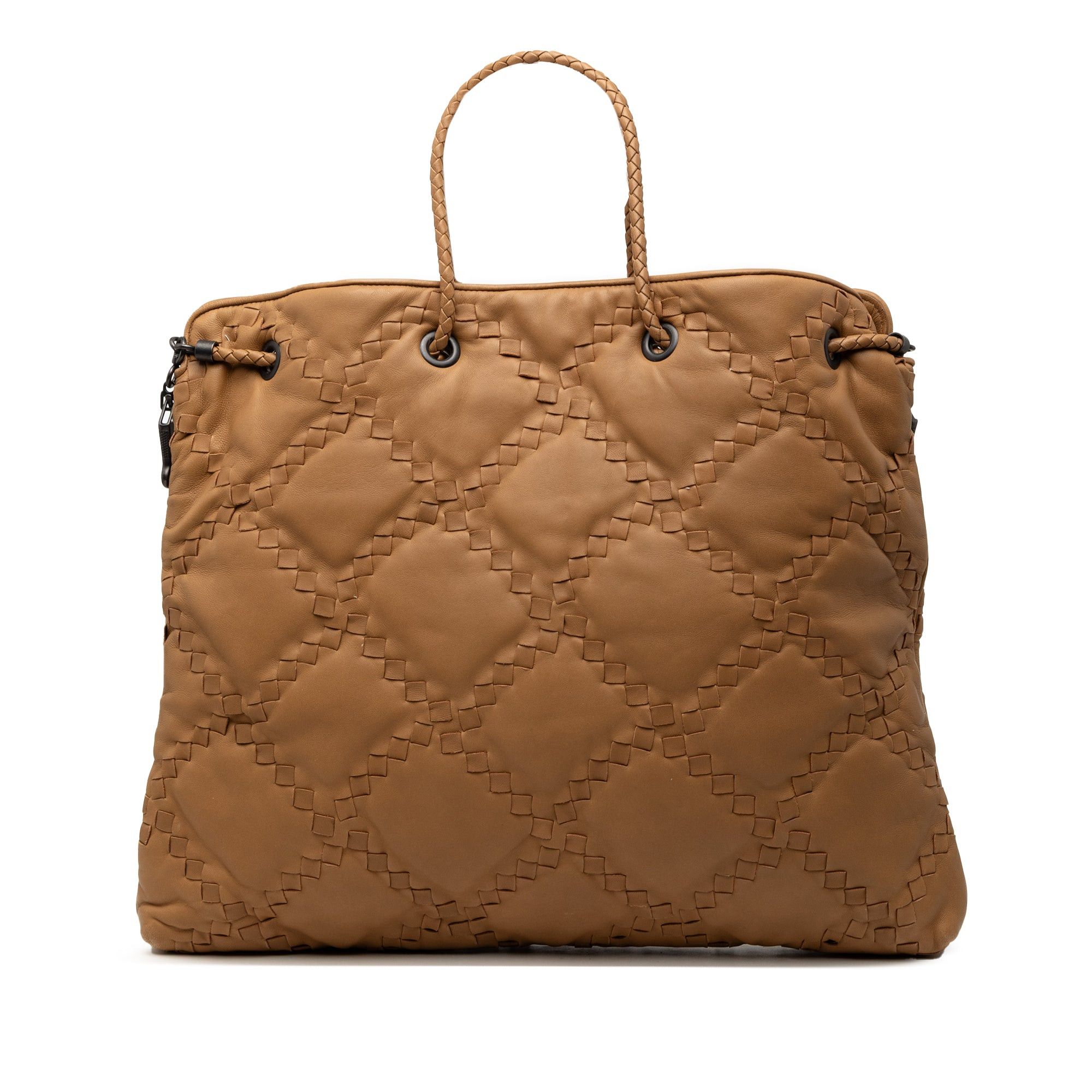 Bottega Veneta Intrecciato Trimmed Leather Croisette Drawstring Tote Size ONE SIZE - 1 Thumbnail