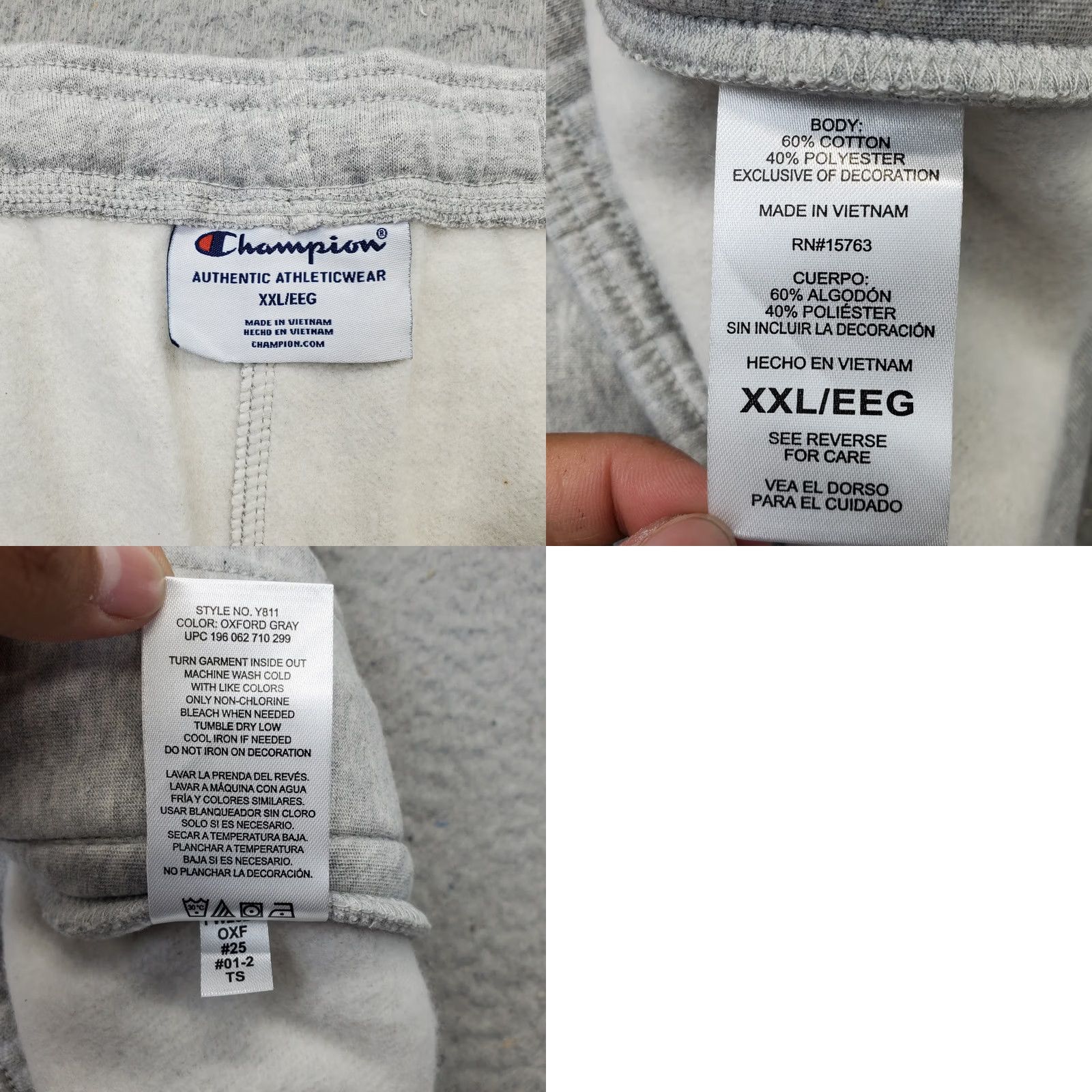 Champion Champion Jogger Pants Mens XXL Gray Fleece Lined Gym Tapered Leg Elastic Waist Size US 39 - 8 Thumbnail