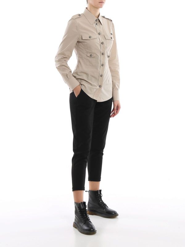 Dolce & Gabbana o1y0925 Solid Color Shirt in Beige Size M / US 6-8 / IT 42-44 - 5 Thumbnail