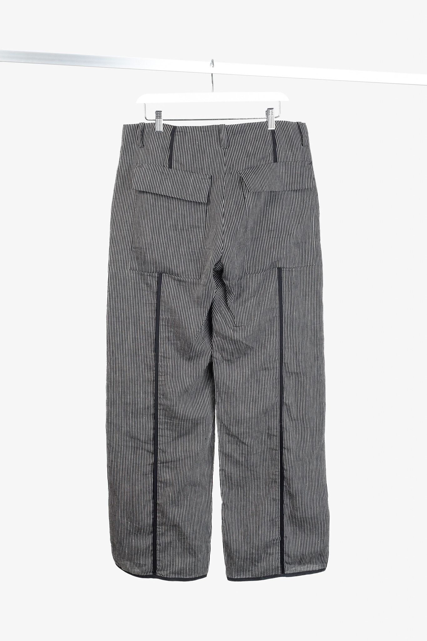 Annette Gortz Annette Gortz Solo Black Pinstripe-Linen Wide-Leg Pants Size 35" - 2 Thumbnail