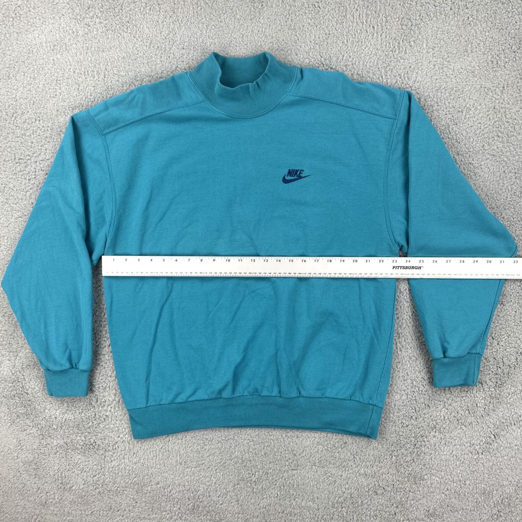 Nike VINTAGE Nike 90s Mens XL Sweatshirt Turquoise Green Blue Mock Neck Long Sleeve Pullover Embroidered Logo Crew Neck Cotton Knit All Seasons Sportswear Size US XL / EU 56 / 4 - 7 Thumbnail