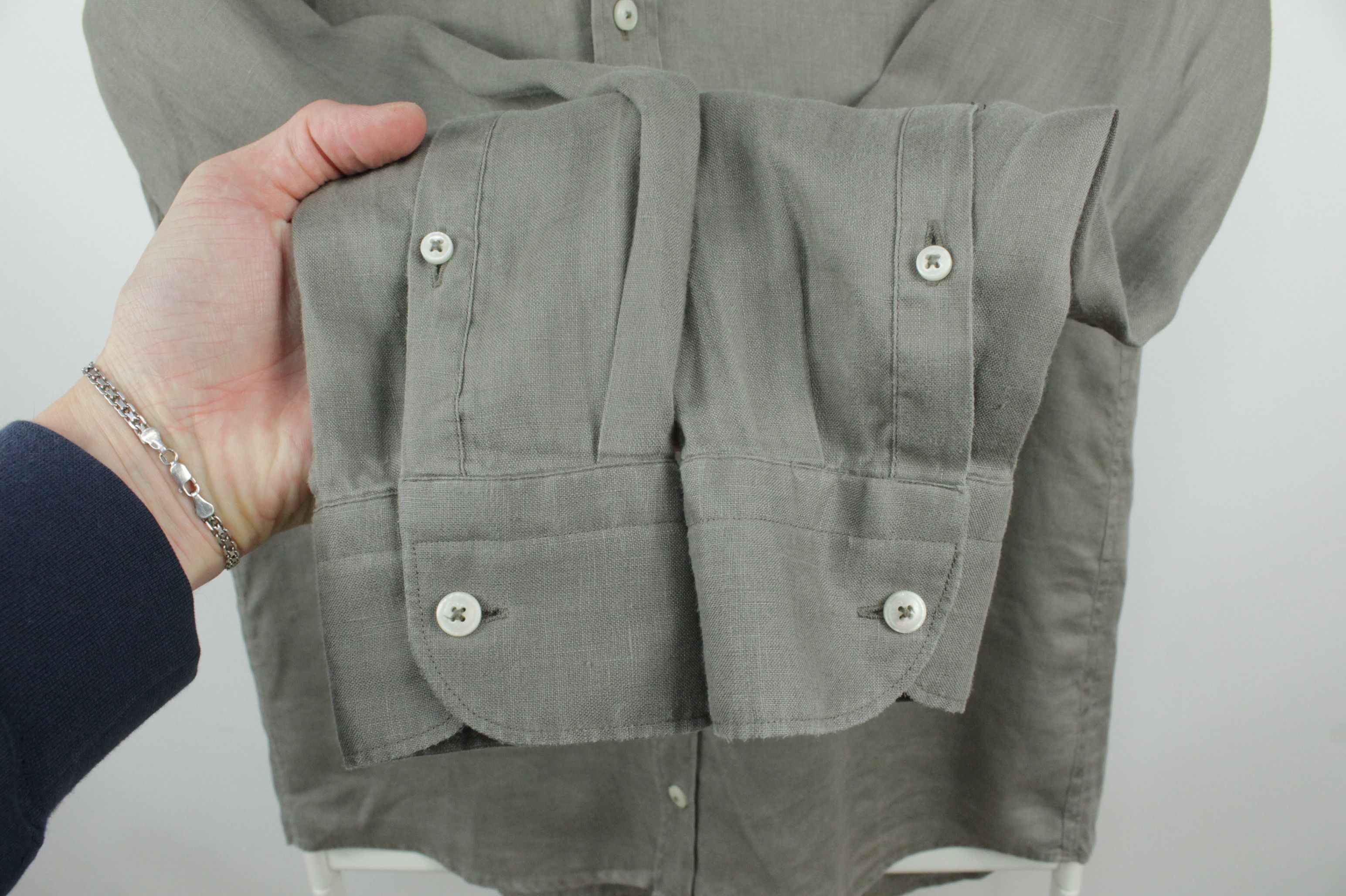 Other Kevin Blake Slim Fit Gray Linen Shirt Men's Size US M / EU 48-50 / 2 - 4 Thumbnail