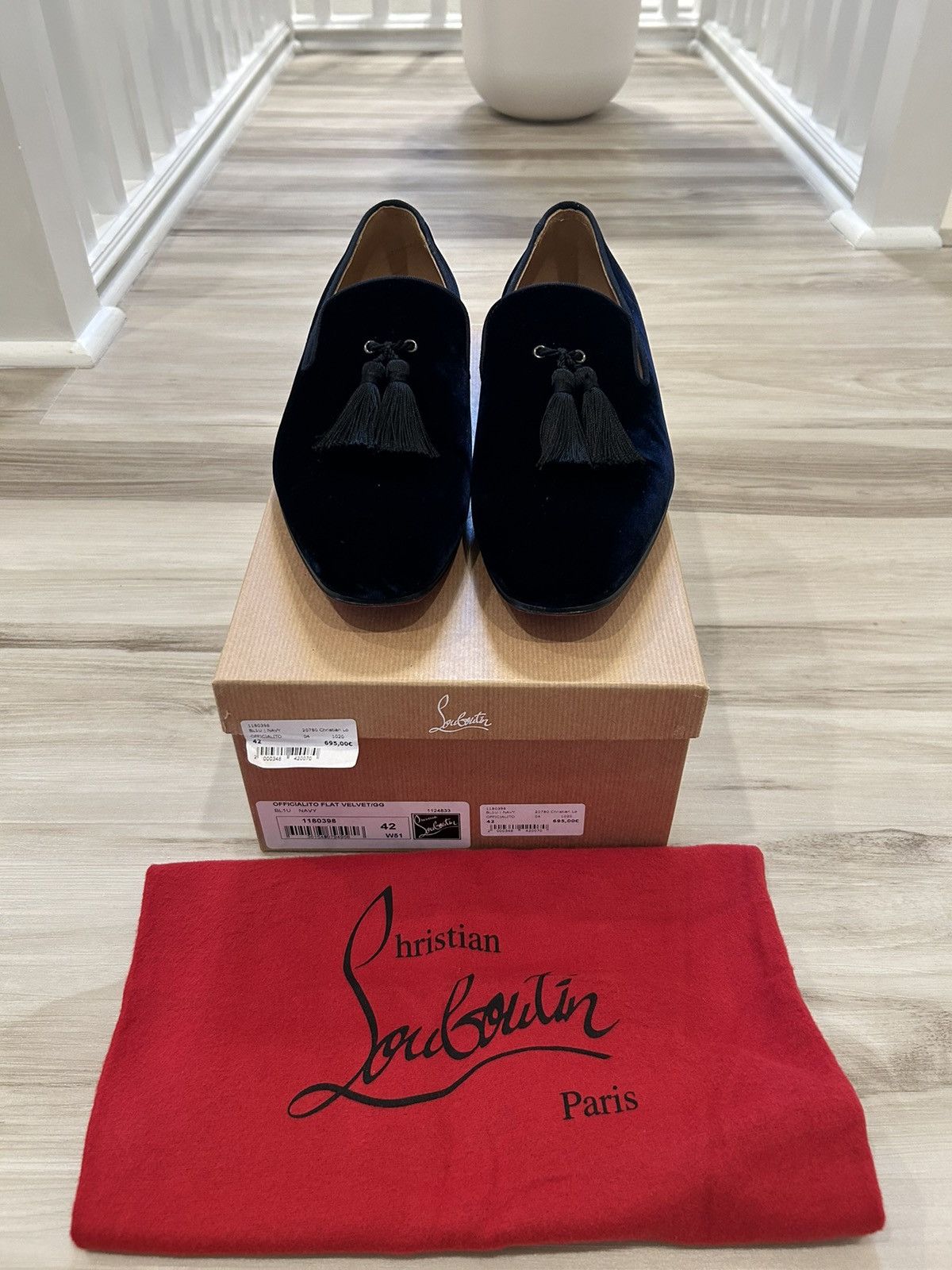 Christian Louboutin Christian Louboutin Navy Officialito Flat Velvet 42 US 9 Grailed