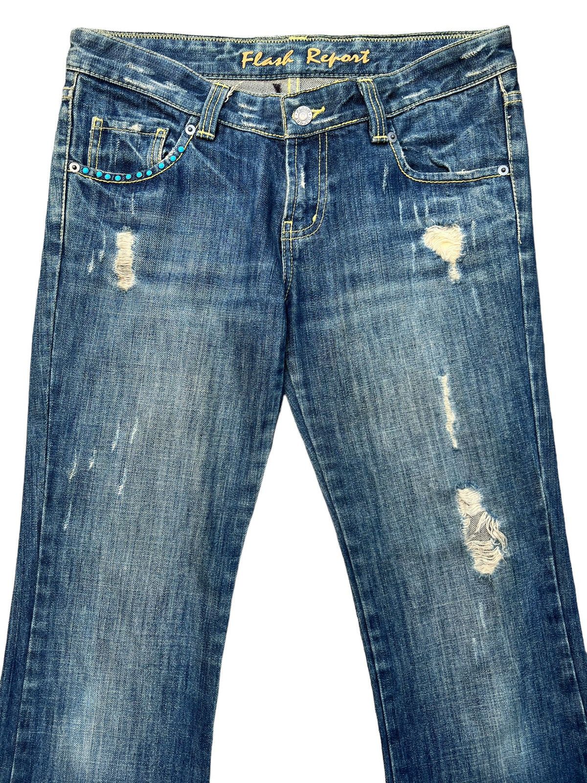 Japanese Brand Flare Jeans Flash Distressed Bootcut Lowrise Denim 32x32 Size US 32 / EU 48 - 4 Thumbnail