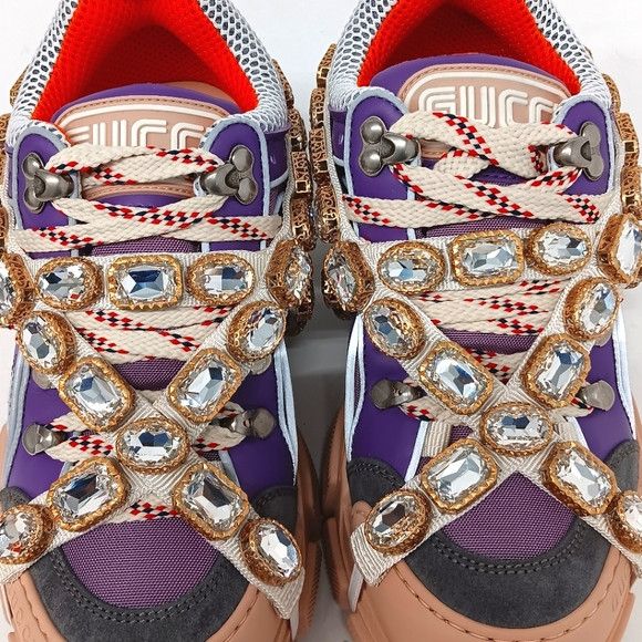 Gucci GUCCI Women's 'Lavender' Flashtreks w/ Crystals - EU36/US6 Size US 6 / IT 36 - 9 Thumbnail