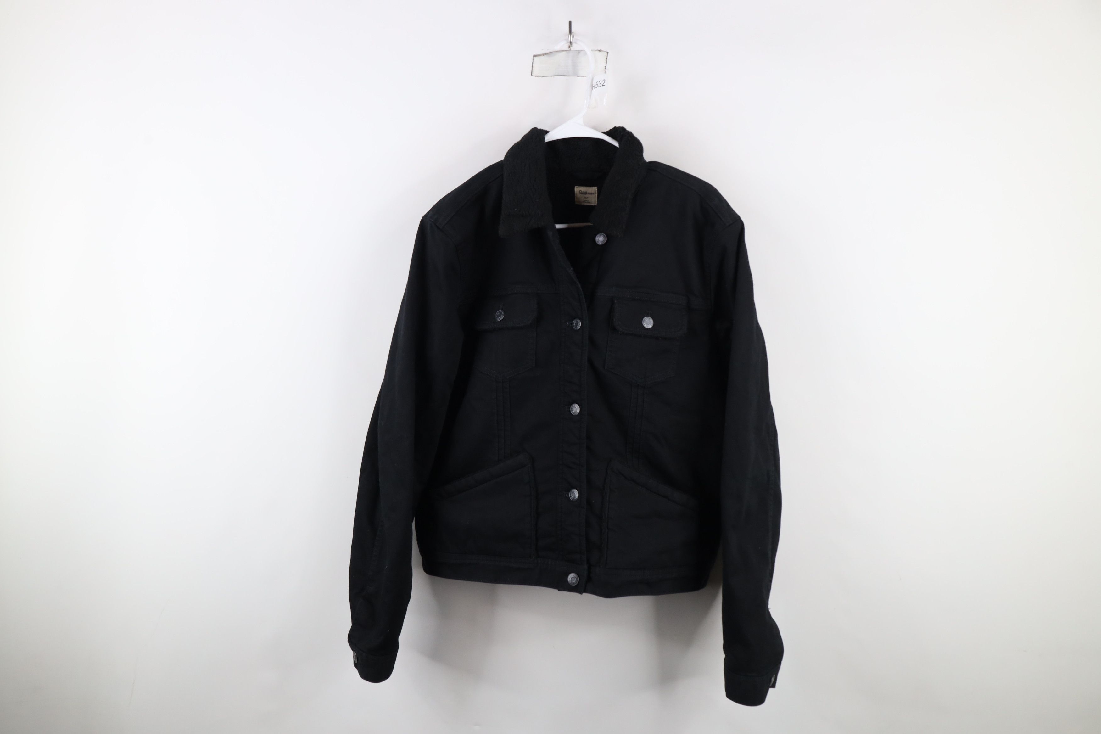 Gap × Vintage Vintage Y2K Gap Deep Pile Fleece Lined Trucker Jacket Black Size XL / US 12-14 / IT 48-50 - 1 Thumbnail