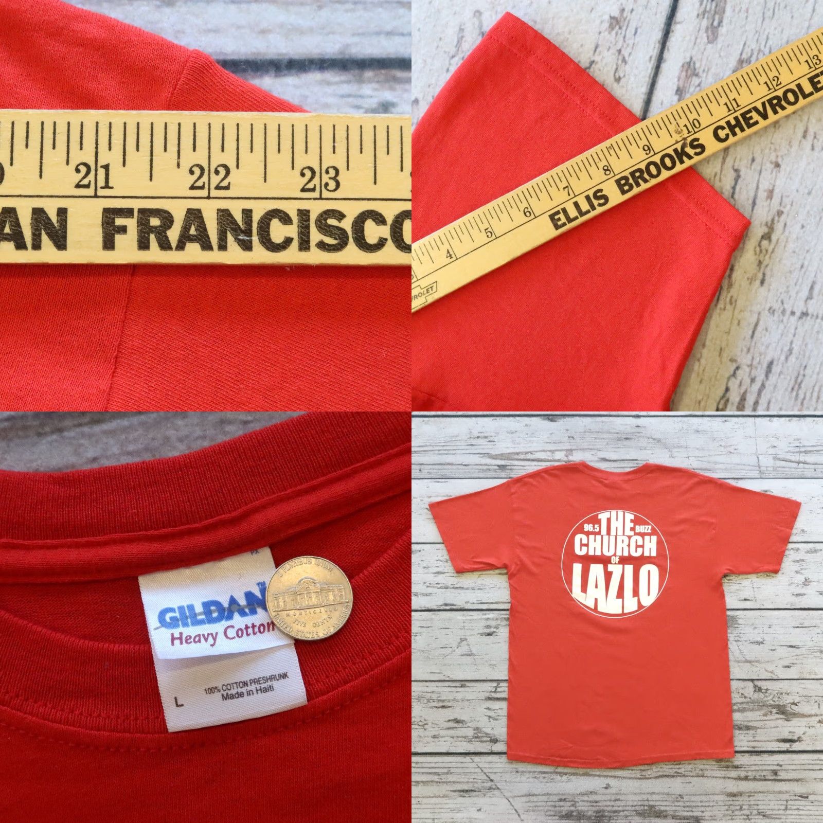 Gildan VINTAGE 96.5 The Church of Lazo Radio Statition Kansas City Tee Shirt Tshirt Orange L Men Size US L / EU 52-54 / 3 - 8 Thumbnail