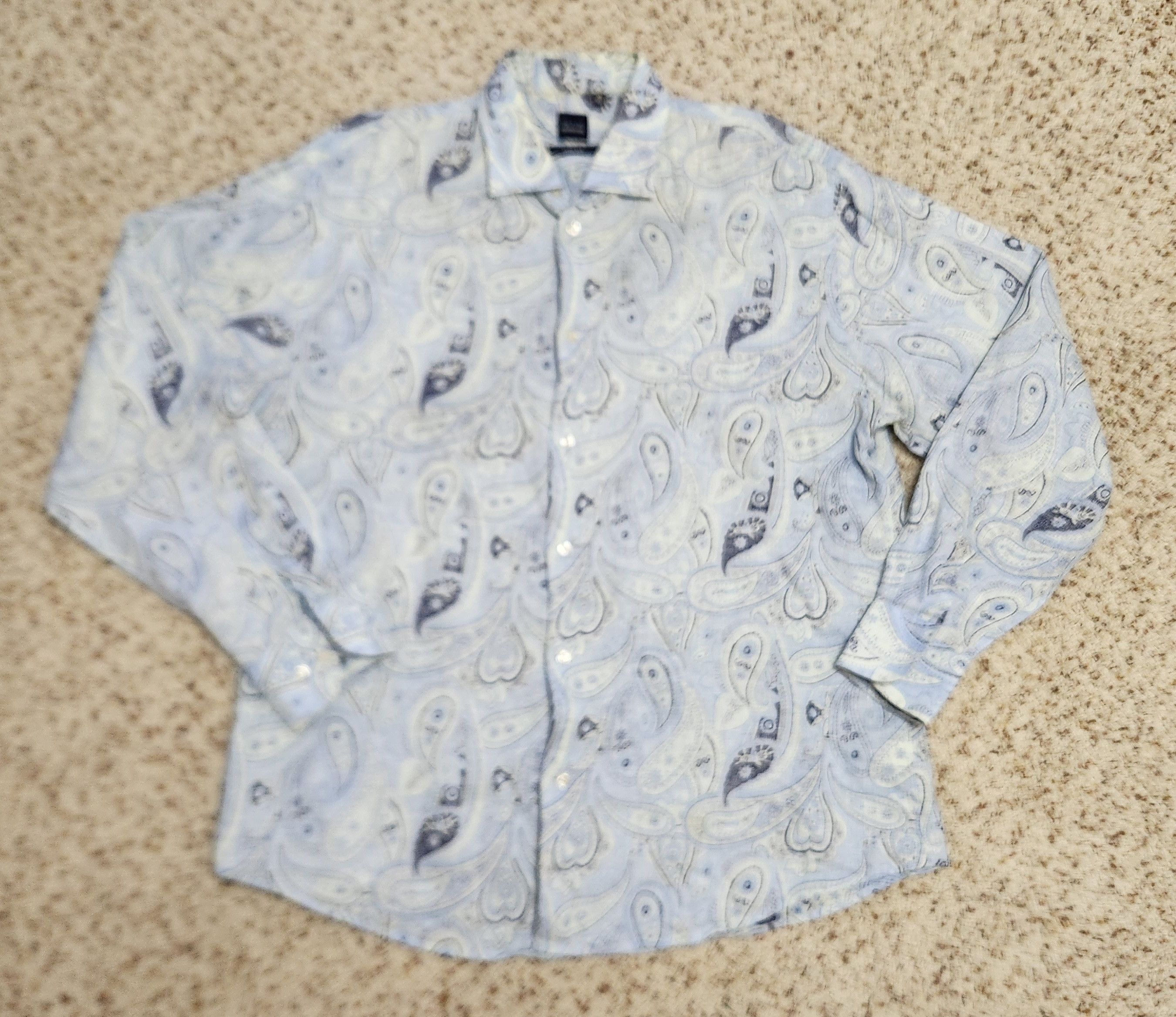 Saks Fifth Avenue linen shirt XL Saks Fifth Avenue blue paisley long sleeve Size US XL / EU 56 / 4 - 8 Thumbnail