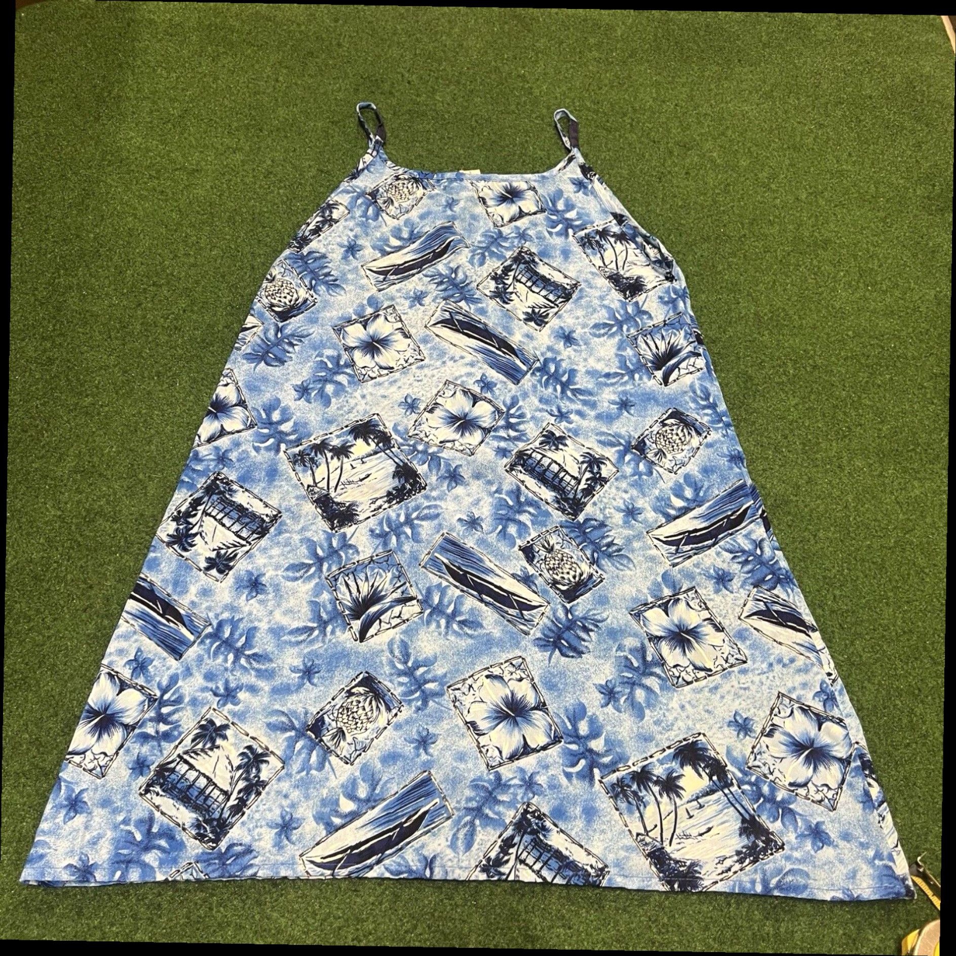Vintage Vintage Womens Dress Maxi Blue Hawaiian Spaghetti Strap Sz L Swim Cover Up Size L / US 10 / IT 46 - 6 Thumbnail