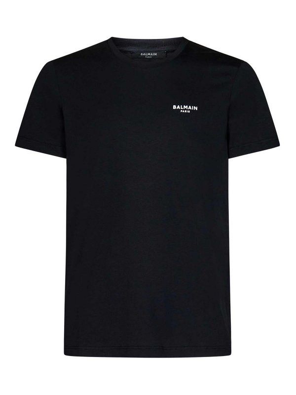 o1s1wg110925 Flocked Logo Cotton T-Shirt in Black