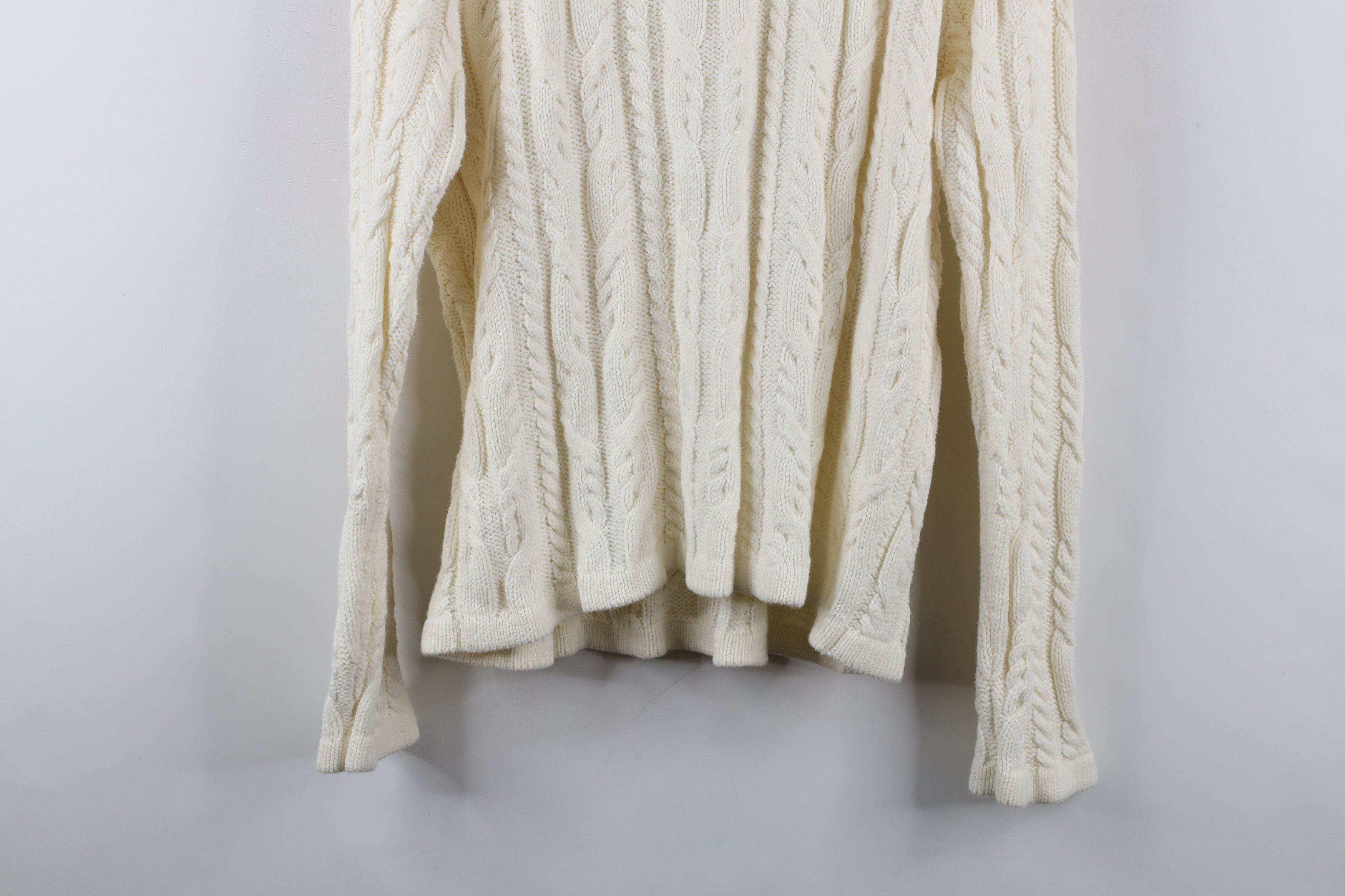 Orvis × Vintage Vintage Orvis Cable Knit Donegal Fisherman Sweater Cream Size L / US 10 / IT 46 - 9 Thumbnail