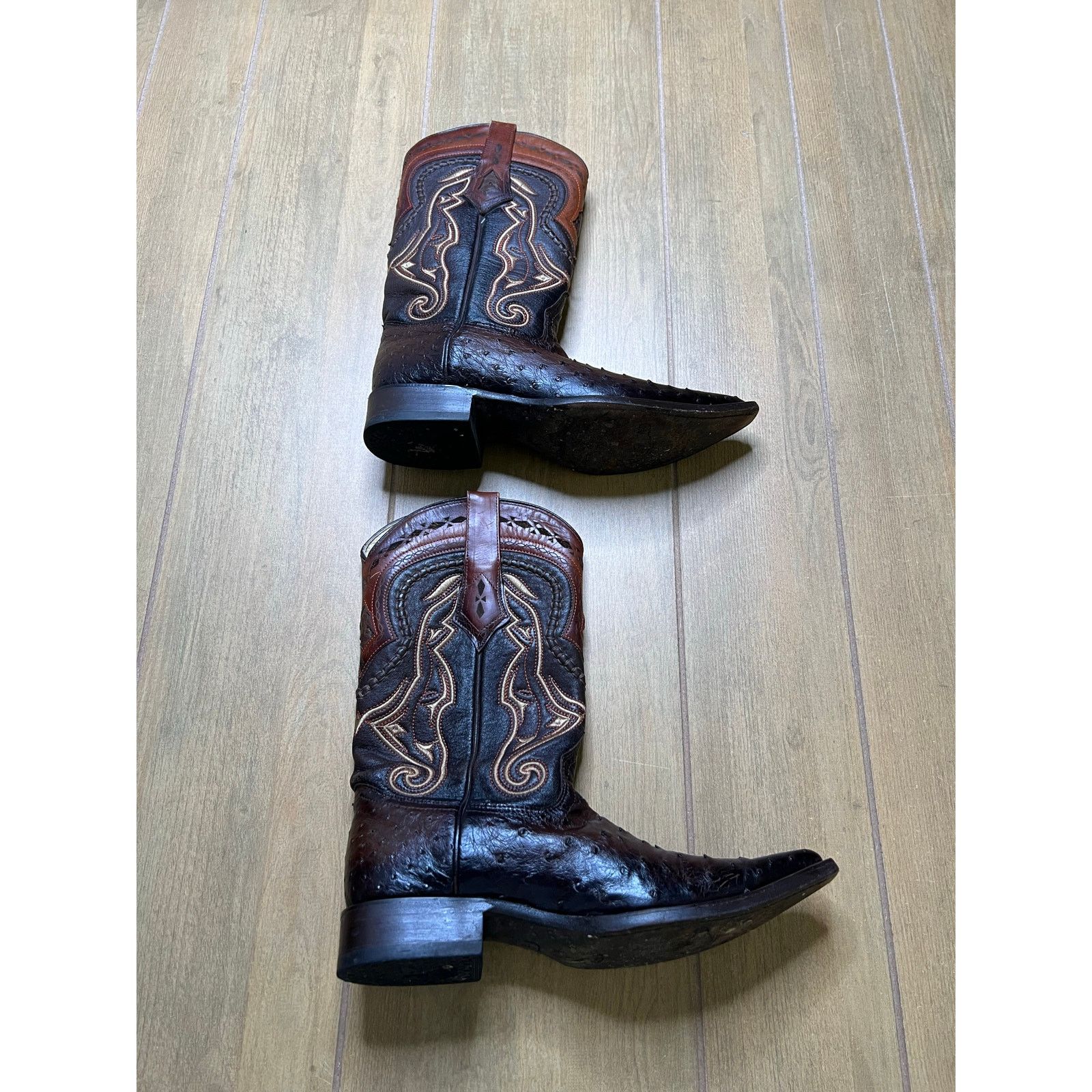 Los Altos Boots Los Altos Quill Ostrich Cowboy Boots Brown Leather Mens 7 EE Size US 7 / EU 40 - 2 Thumbnail