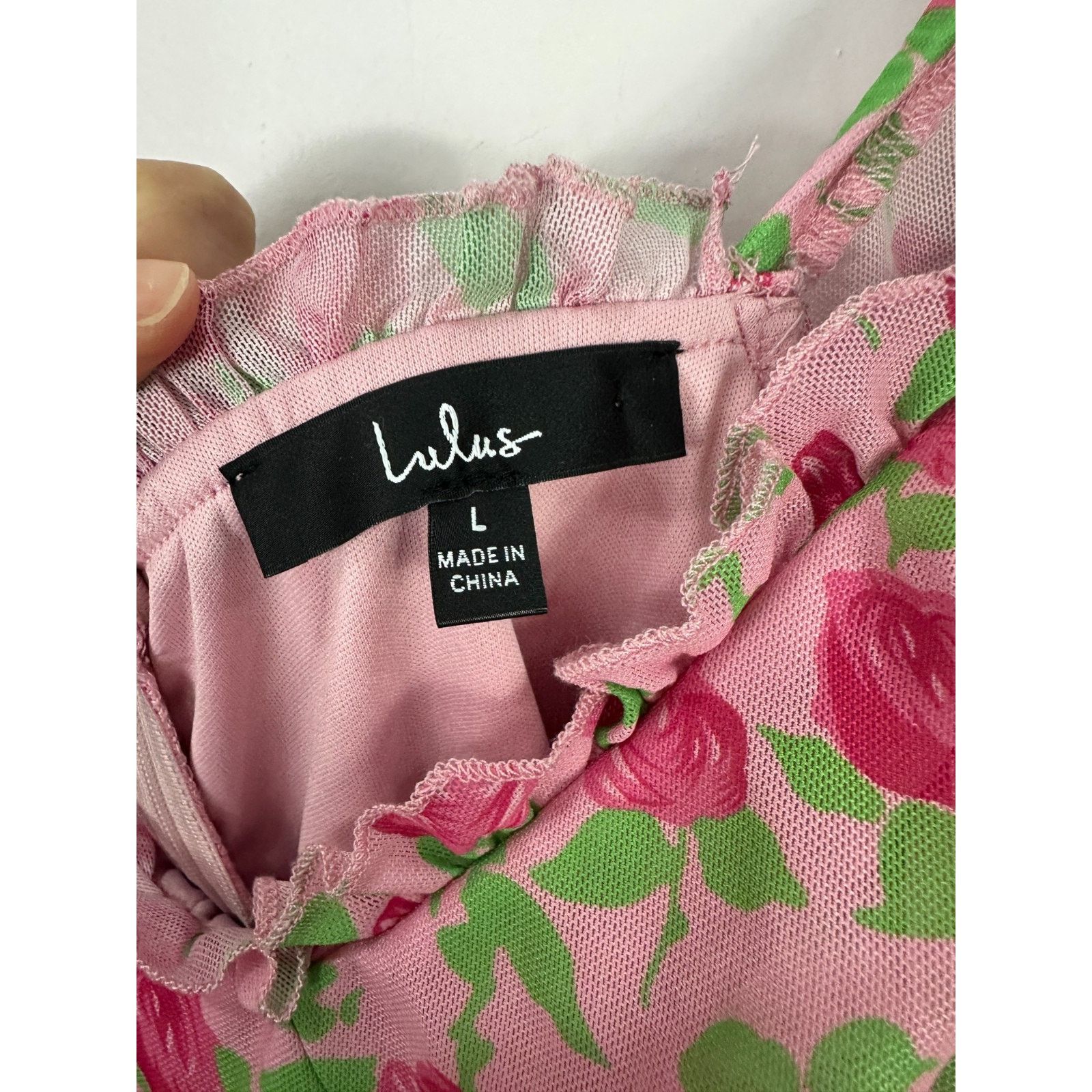 Lulus Lulus Pink Floral Mesh Ruched Bodysuit Large Coquette Size L / US 10 / IT 46 - 2 Thumbnail