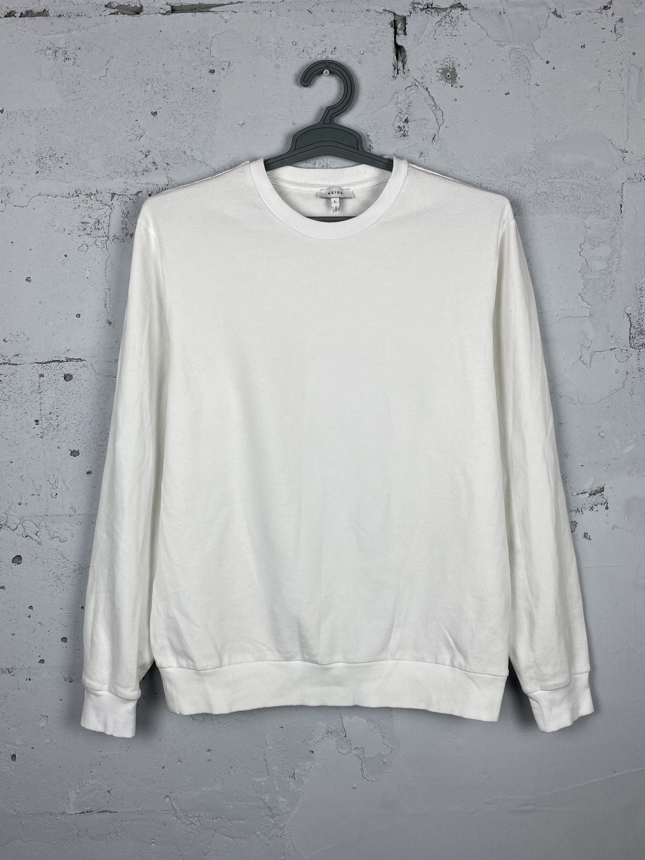 Reiss Reiss White Rancher Textured Wafel Sweatshirt Size US L / EU 52-54 / 3 - 1 Thumbnail