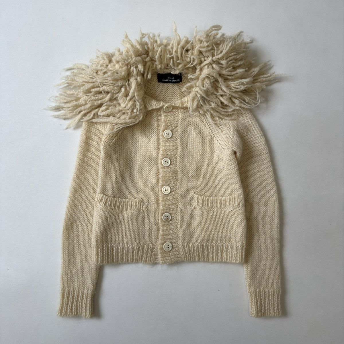 Comme des Garcons A/W 05 ‘Sheeps Fur’ Collar Cardigan Size XS / US 0-2 / IT 36-38 - 2 Thumbnail