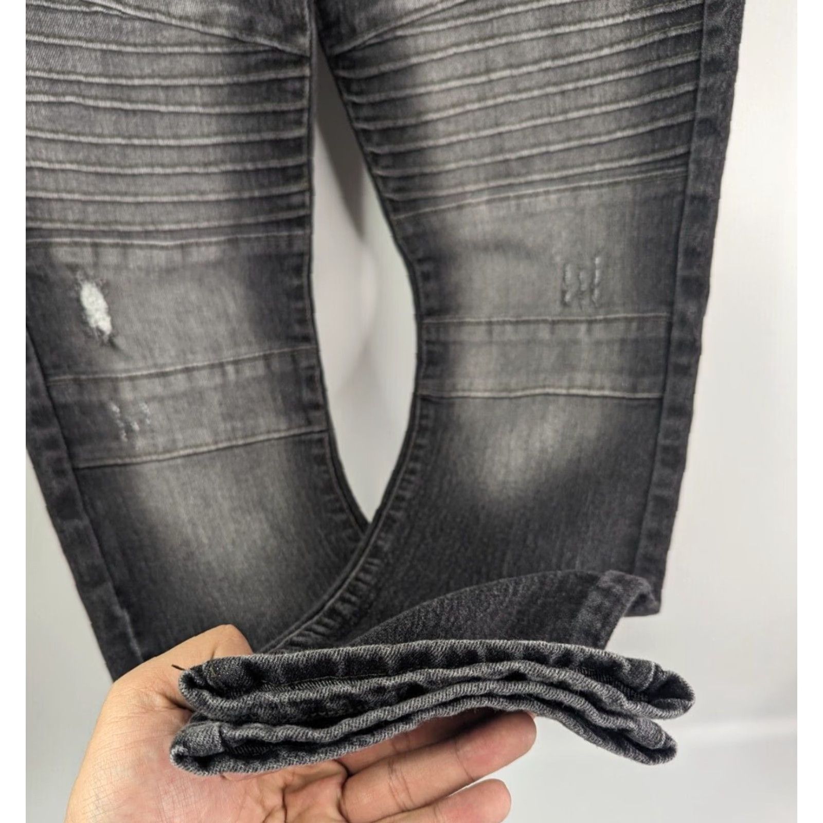 Southpole Southpole Jeans Mens 32x30 Skinny Black Stretch Distressed Paneled Moto Stacked Jeans Size US 32 / EU 48 - 3 Thumbnail