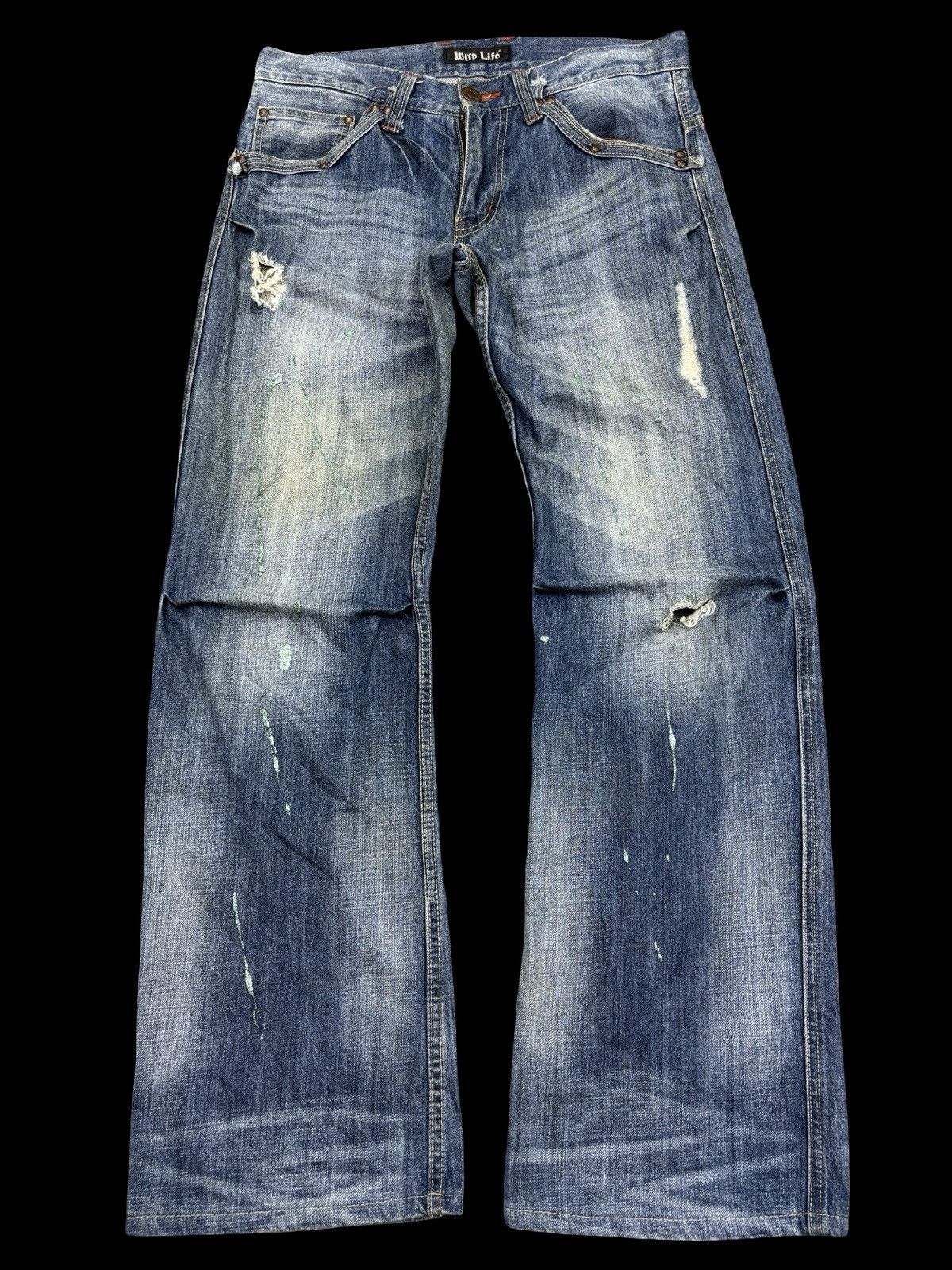 Japanese Brand 💥Flare💥Wild Life Painter Distressed Denim K37 Size US 32 / EU 48 - 1 Thumbnail