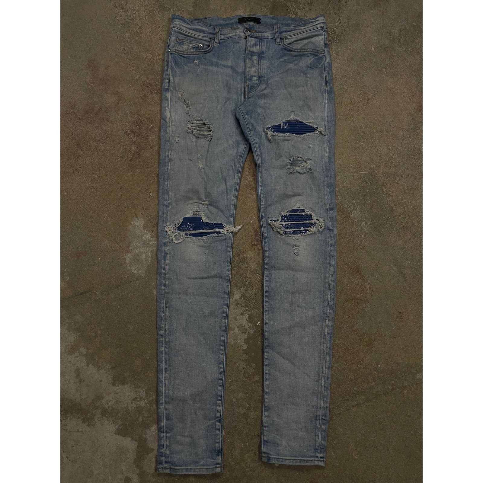 Amiri MX1 Light Wash Blue Paisley Patch Used 32