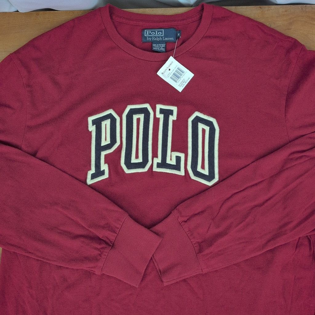 New Old Stock Polo Ralph Lauren Red Long Sleeve Logo T-Shirt