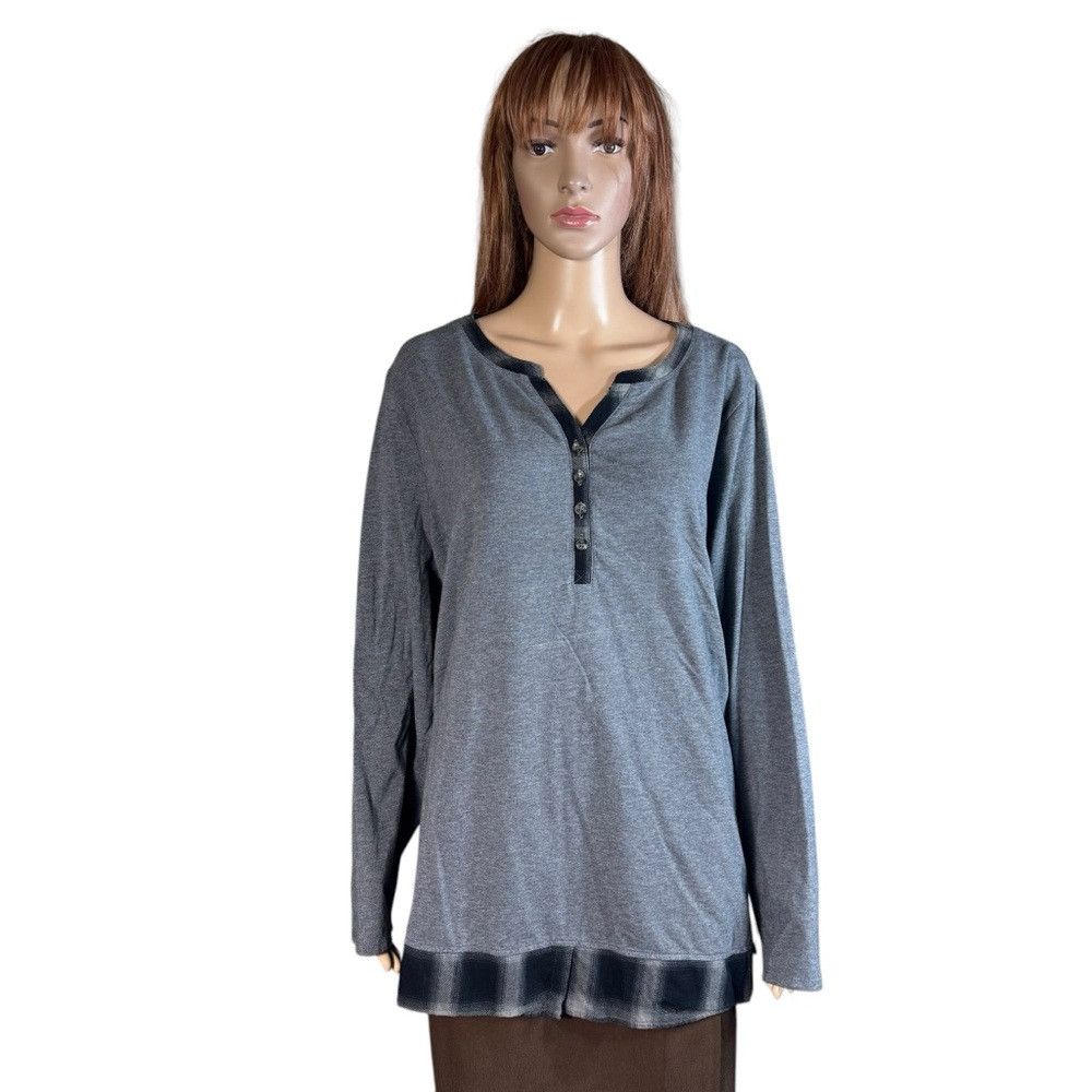 Other New Belle by Kim Gravel TripleLuxe Knit Flannel Trim Gray T Size XXL / US 16-18 / IT 52-54 - 2 Thumbnail