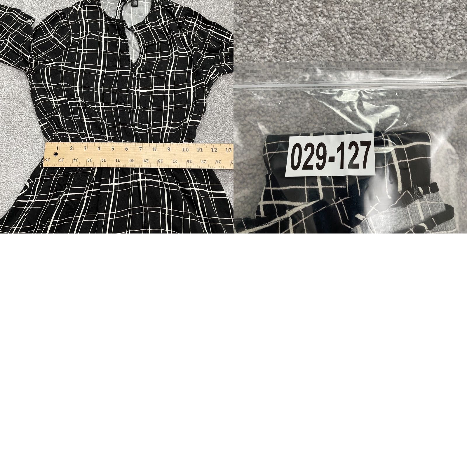 AQUA Aqua A-Line Dress Womens S Black White Plaid Long Sleeve Knit Rayon Spandex Elastic Waist Knee Length Vintage No Size S / US 4 / IT 40 - 9 Thumbnail