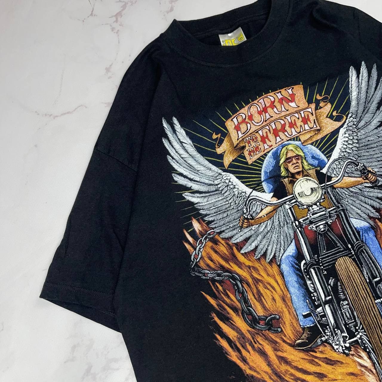 Vintage Vintage Zip It London Born to be Free Biker Tee Black Size L Size US L / EU 52-54 / 3 - 2 Thumbnail
