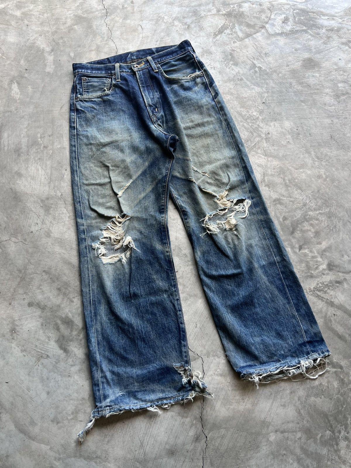 Edwin Vintage Edwin 505 Selvedge Distressed Denim Jeans Size US 31 - 15 Thumbnail