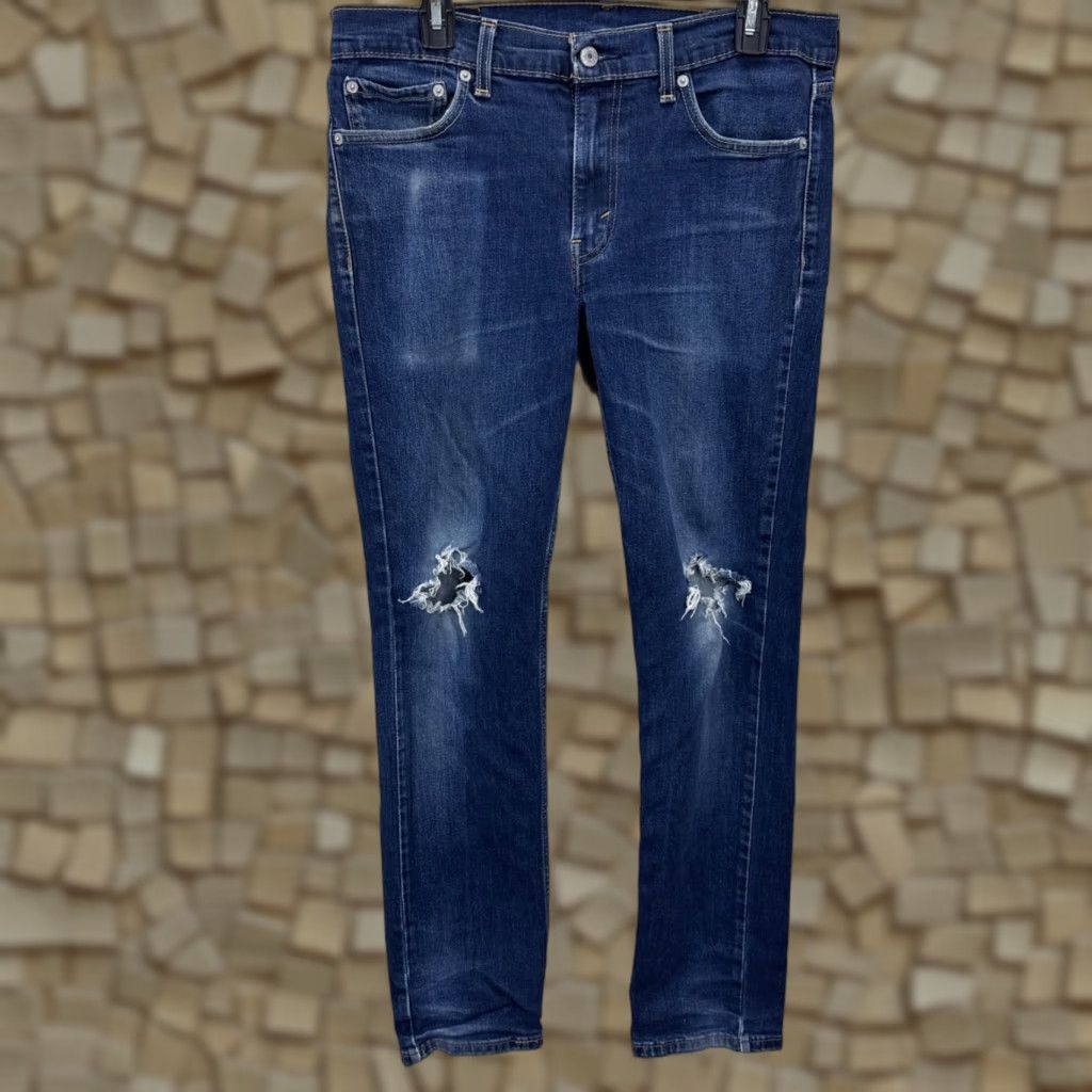 Levi's Levi's Men's Skinny Jeans Cotton Blend 33x32 Blue 511 Zipper Solid Denim Retro Streetwear Size US 33 - 1 Thumbnail