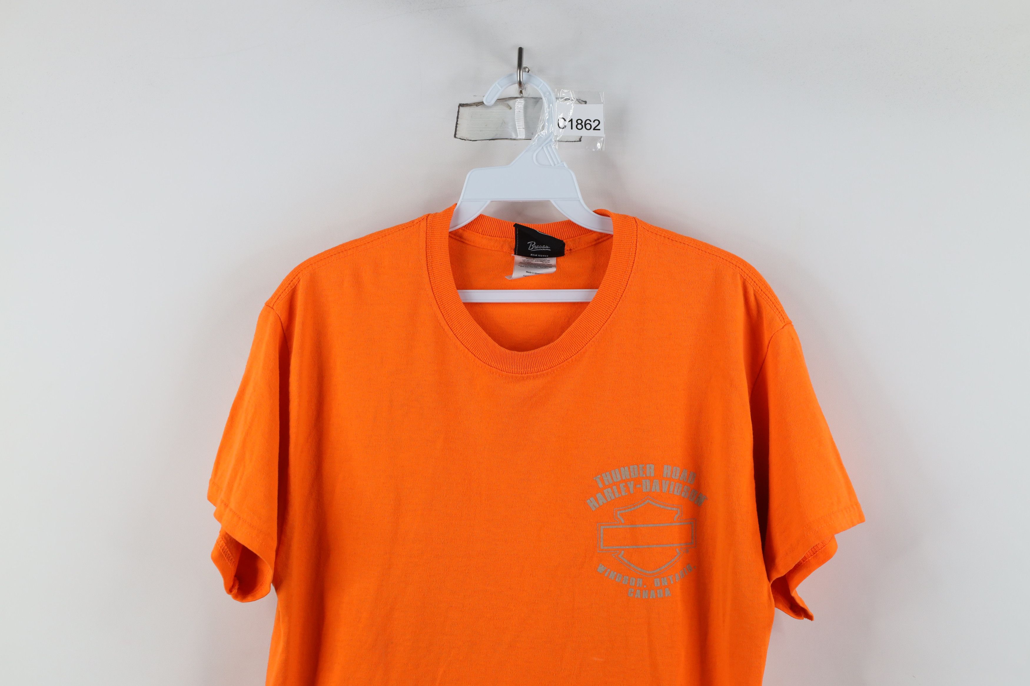 Harley Davidson × Vintage Vintage Y2K Harley Davidson Big Logo T-Shirt Blaze Orange Size US M / EU 48-50 / 2 - 2 Thumbnail