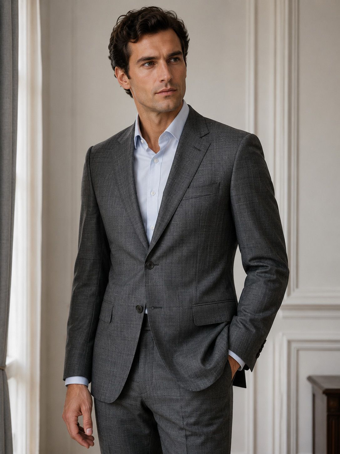 Isaia Isaia Napoli Suit – Gray Check, Made in Italy Size 44R - 1 Thumbnail