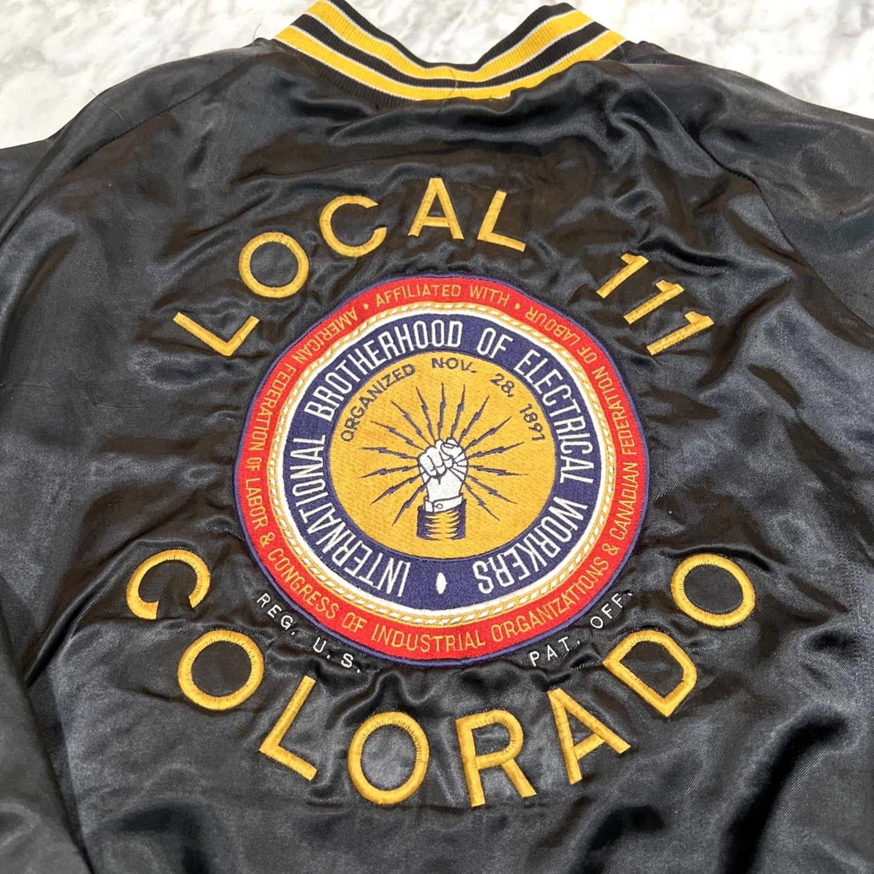 Vintage VINTAGE IBEW Jacket XL Local 111 US Black satin King Louie gold striped Local 111 Mens Womens Boys Girls Size US XL / EU 56 / 4 - 2 Thumbnail