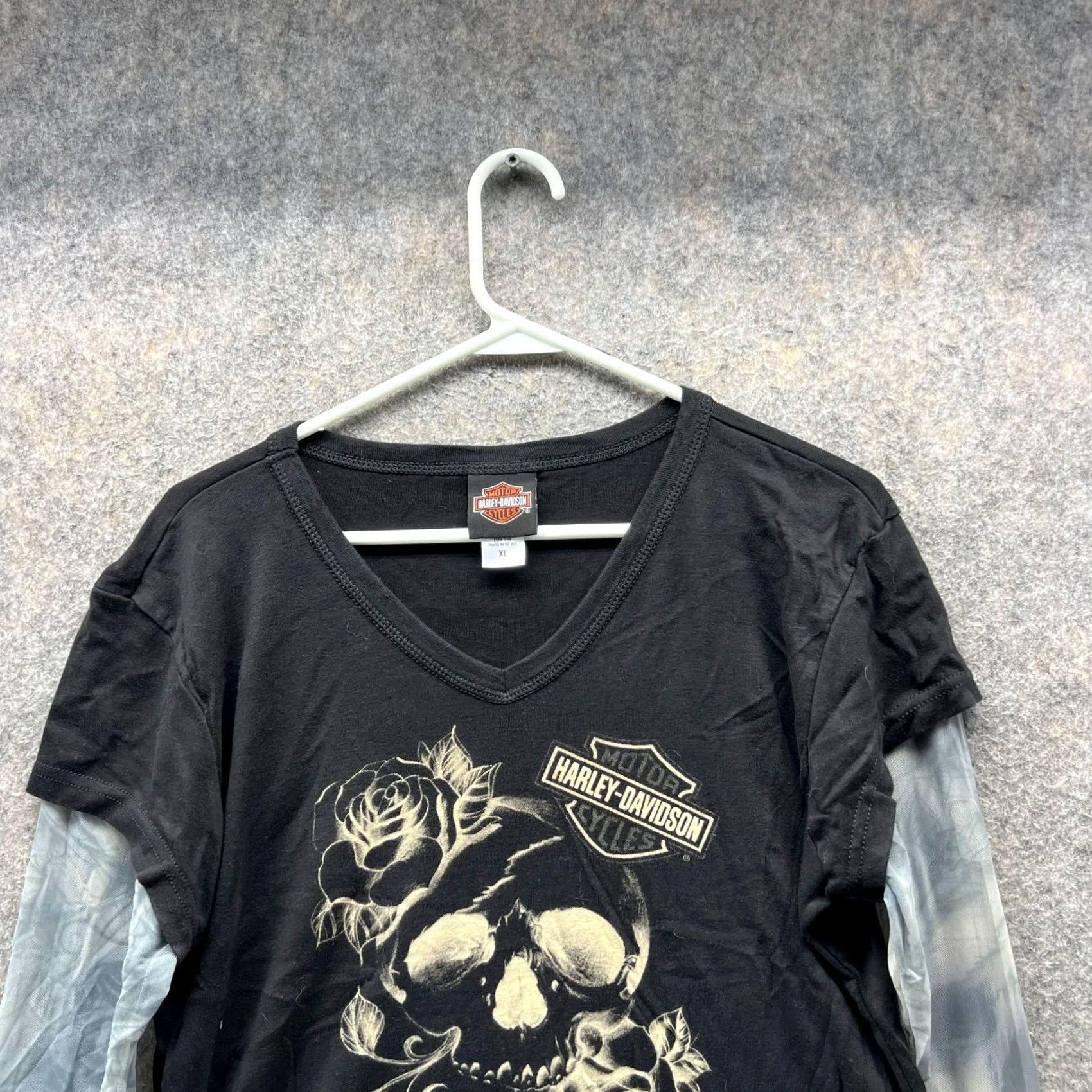 Harley Davidson Harley-Davidson Womens XL Skull Black Vintage Tee Long Sleeve Seacoast Casual Party Wear Size XL / US 12-14 / IT 48-50 - 2 Thumbnail