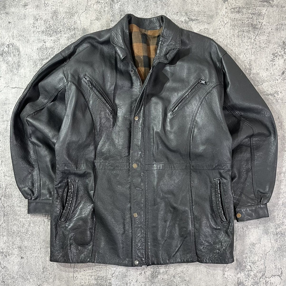 image of Crazy Vintage 80's Cowhide Leather Jacket Black True Vintage, Men's (Size XL)