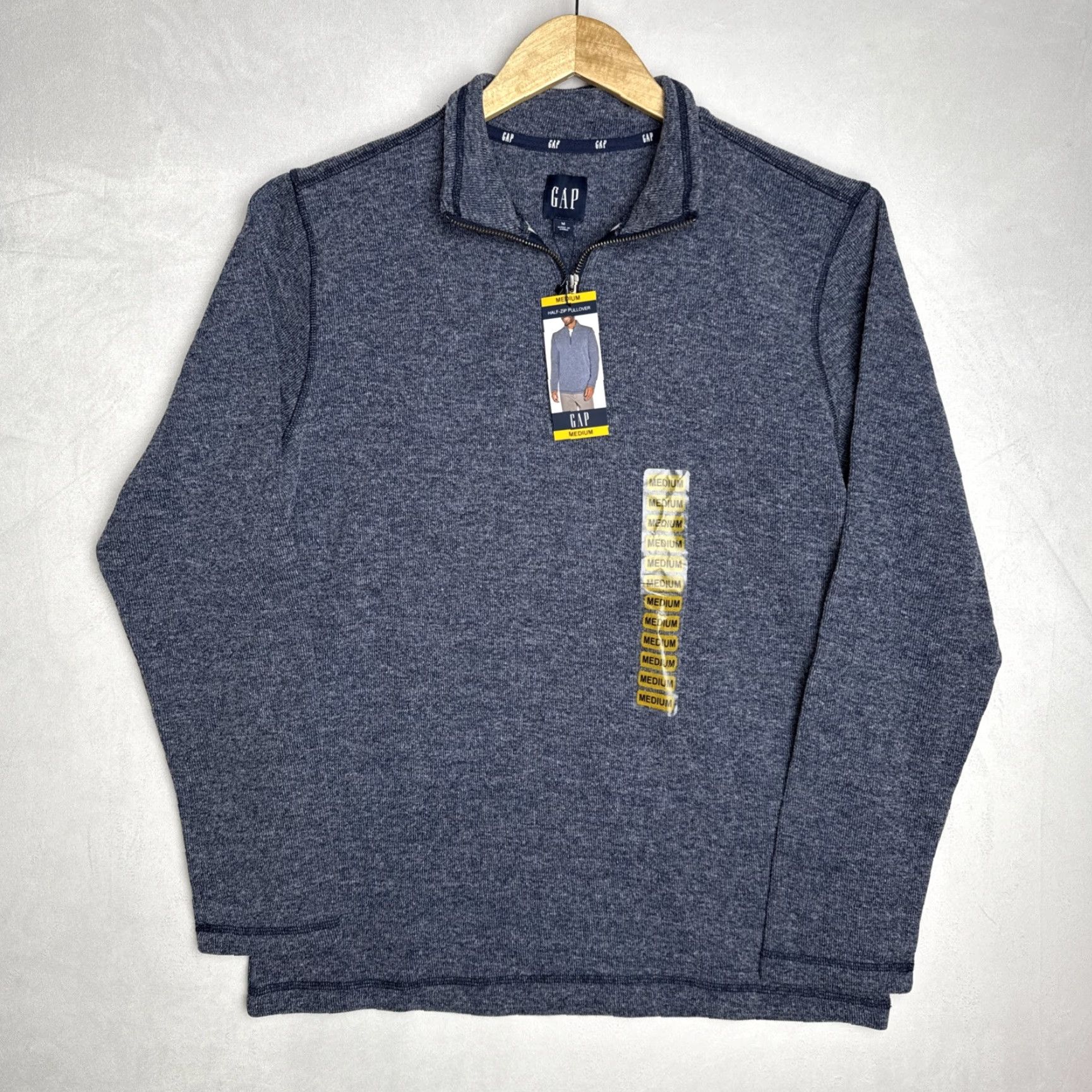 Gap Gap Men Half Zip Mock Neck Sweater M Midnight Knit Pullover Blue 60% cotton 40% polyester Men’s Long Sleeve Brand Gap Size US M / EU 48-50 / 2 - 2 Thumbnail