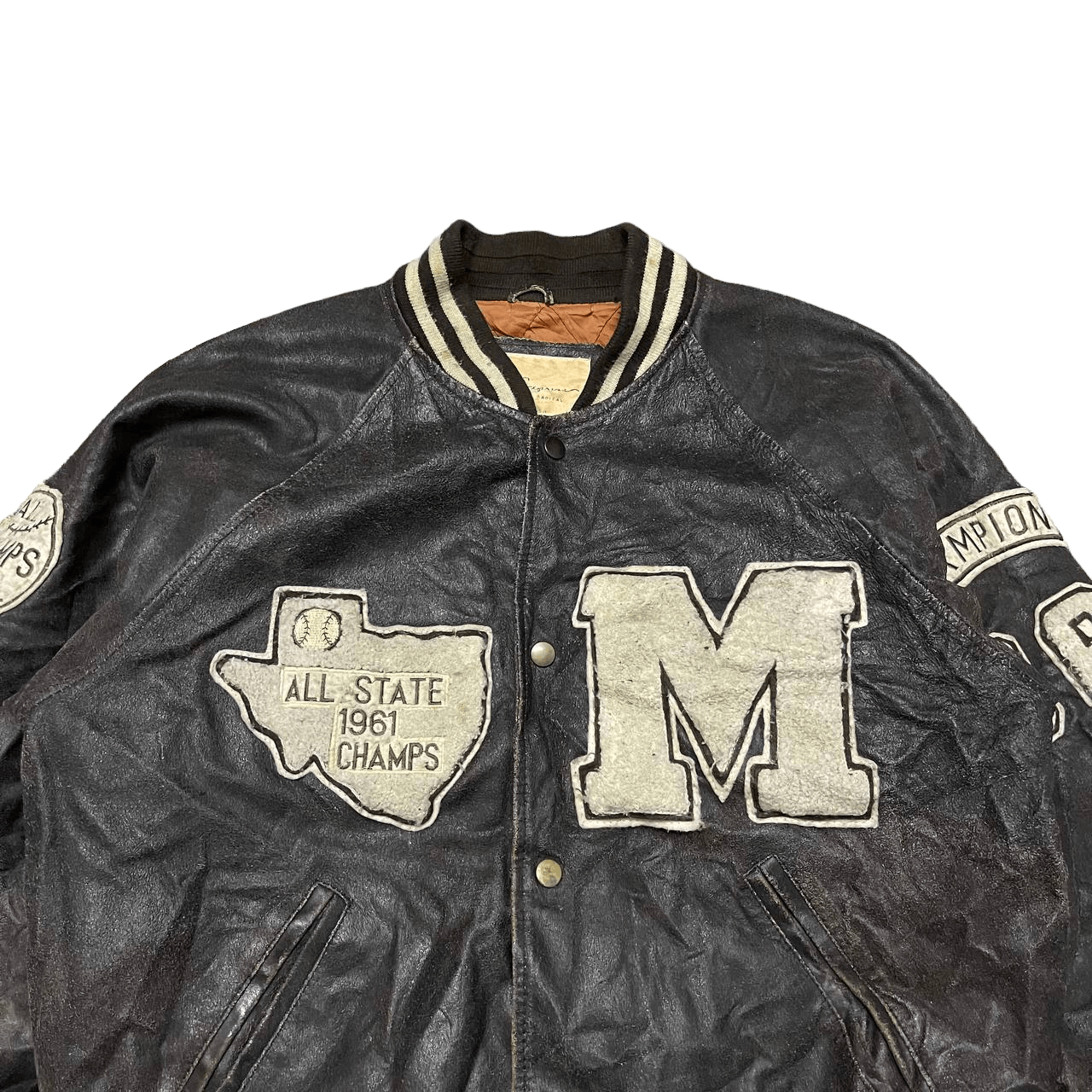Leather Vintage 80s All State Champs Michigan Varsity Leather Jacket Size US M / EU 48-50 / 2 - 6 Thumbnail