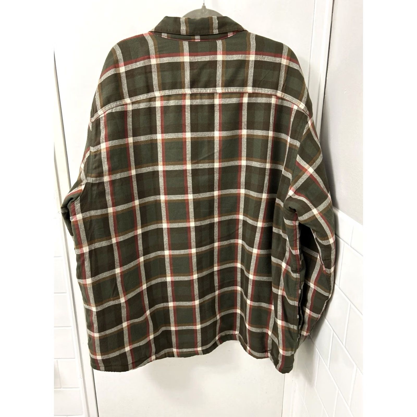 Wrangler VINTAGE Wrangler Shirt Jacket Mens 2XL Olive Green Sherpa Lined Flannel Plaid Shacket Size US XXL / EU 58 / 5 - 7 Thumbnail