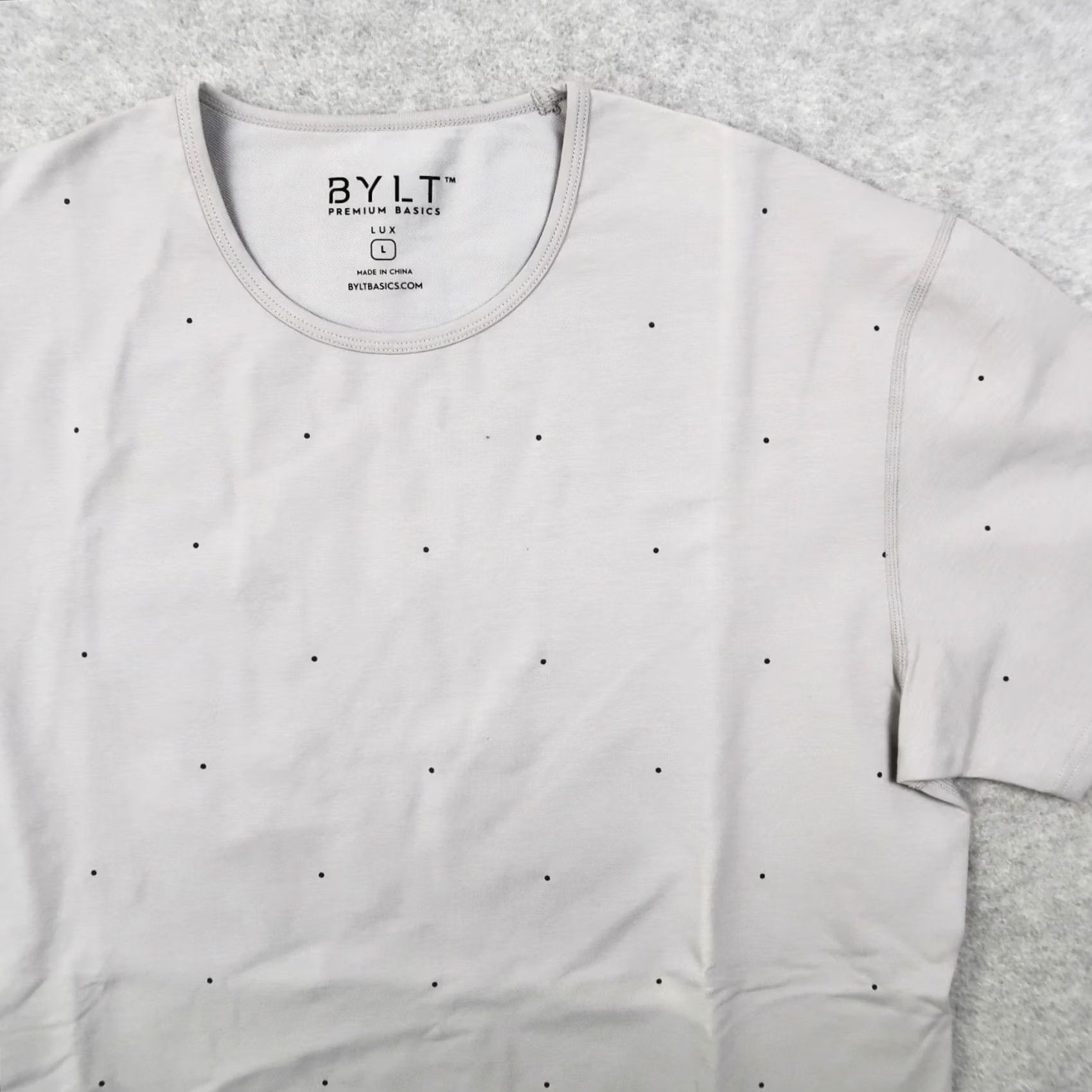 Asics BYLT Premium Basics Lux T Shirt Mens L Gray Short Sleeve Crew Neck Stretch Polka Dot Tee Size US L / EU 52-54 / 3 - 3 Thumbnail
