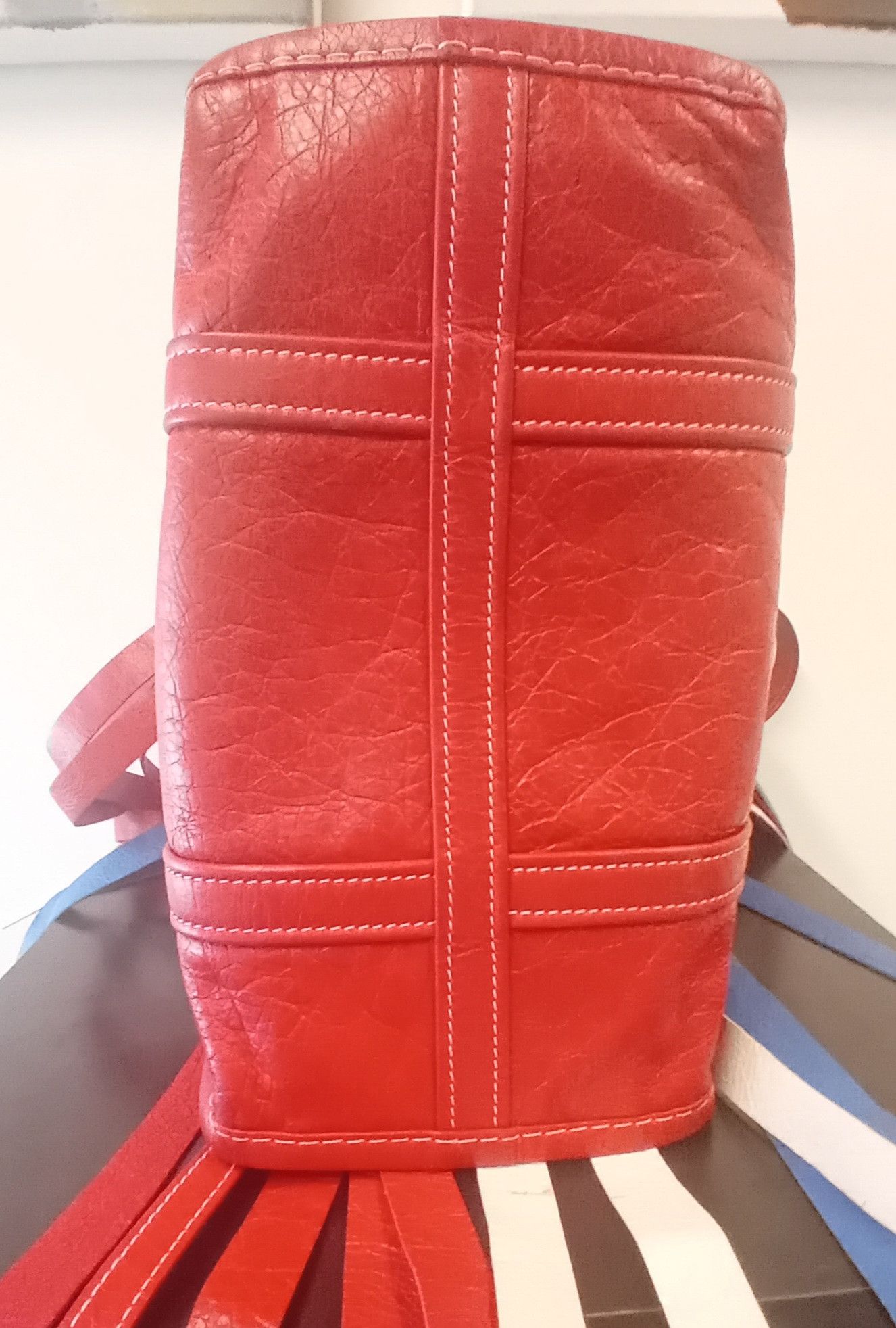 Balenciaga Balenciaga Bazar Bag SS2017 Red/White/Blue Fringe Demna Era Size ONE SIZE - 10 Thumbnail