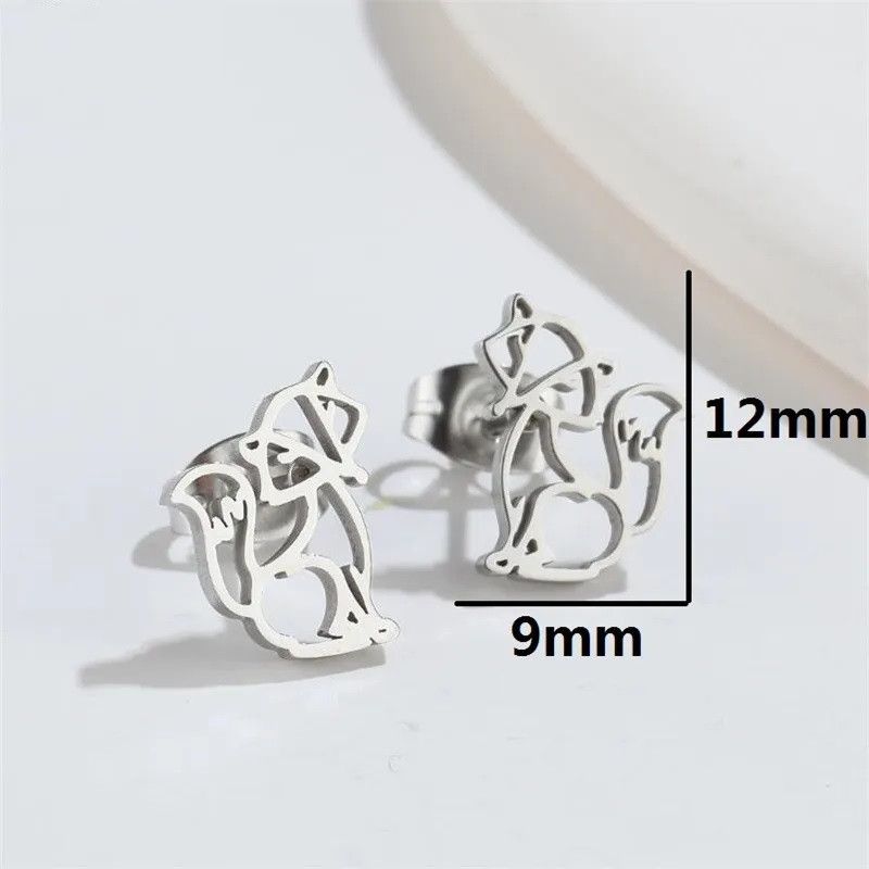 Jewelry Hollow Fox Mini Stud Earrings Charm Earring Gift Size ONE SIZE - 2 Thumbnail