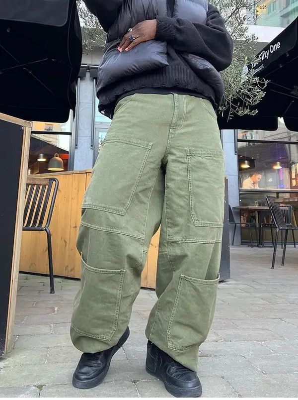 Japanese Brand Solid baggy jeans wide legs hip-hop street style Y2k Size US 34 / EU 50 - 2 Thumbnail