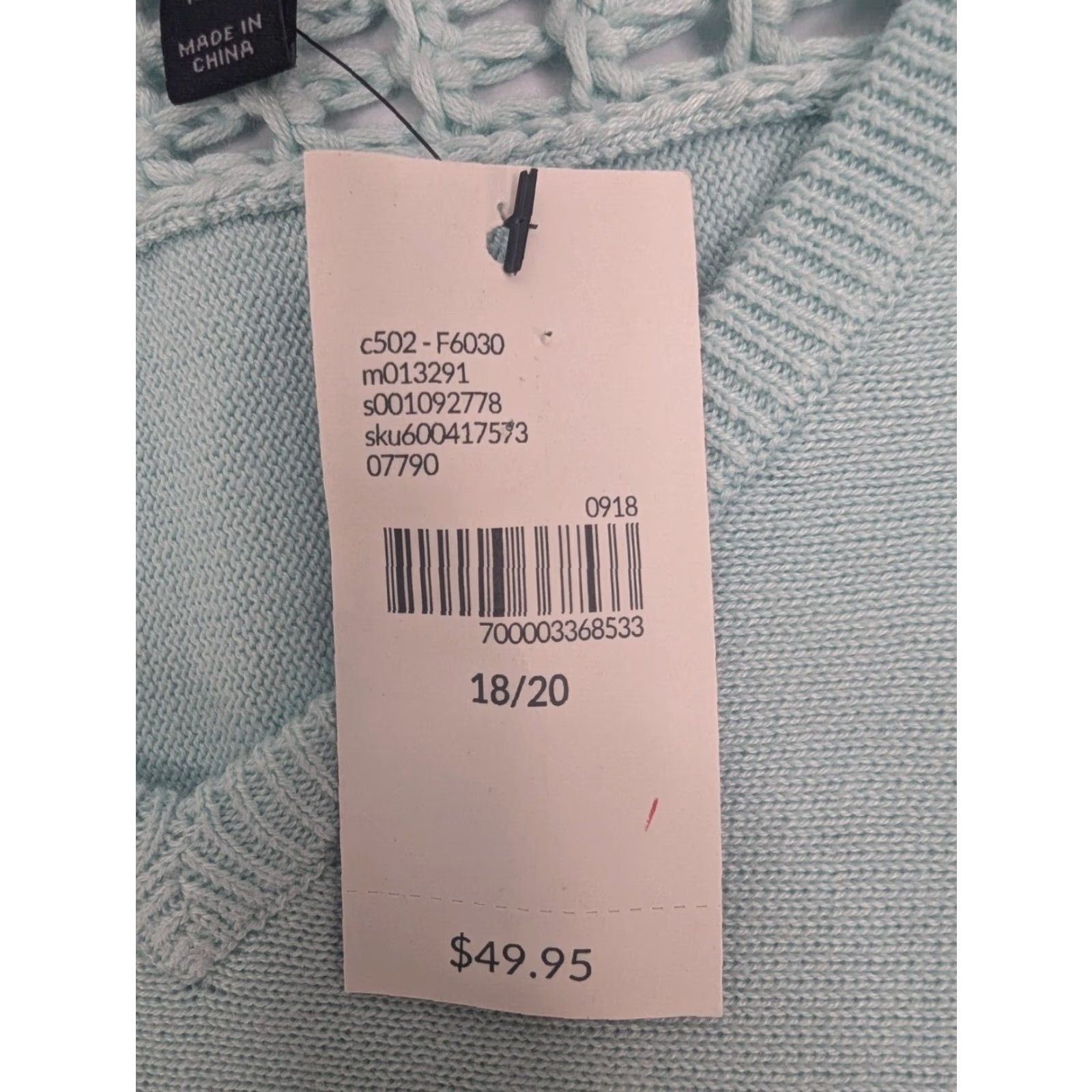 Vintage VINTAGE Lane Bryant Mint Green Sweater Open Weave Crochet Lattice Sleeves V-Neck 18/20 Size XXL / US 16-18 / IT 52-54 - 7 Thumbnail