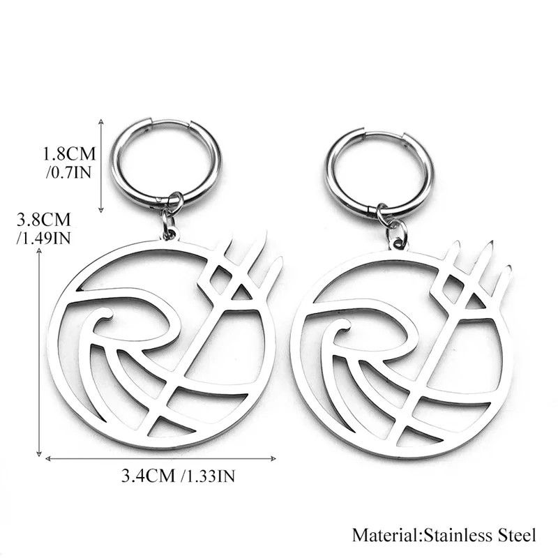 Jewelry Wave Trident R-Shaped Hoop Earrings Jewelry Gift Size ONE SIZE - 5 Thumbnail
