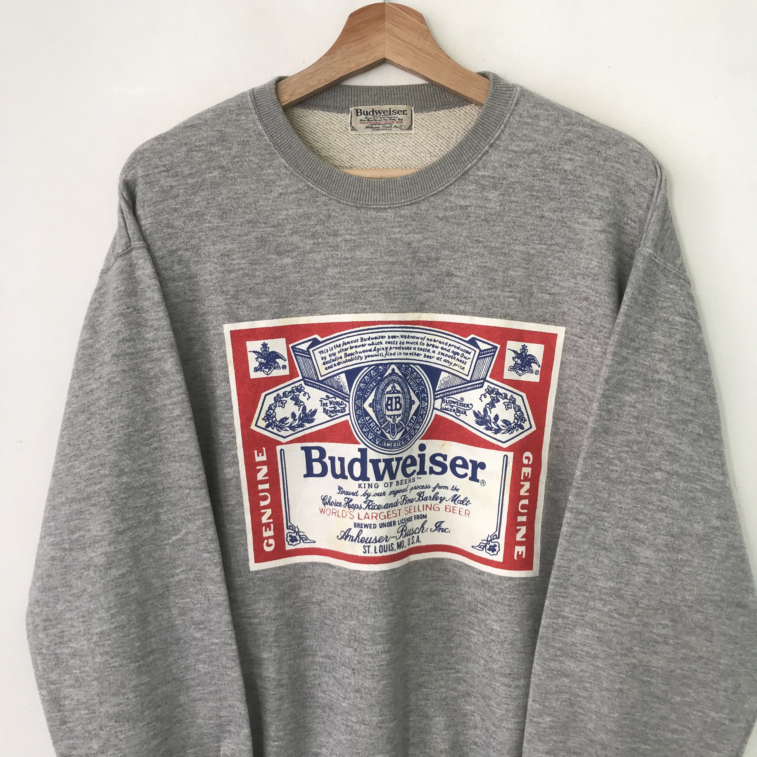 Budweiser vintage sweatshirt budweiser gray backprint - 3611 Size US L / EU 52-54 / 3 - 3 Thumbnail