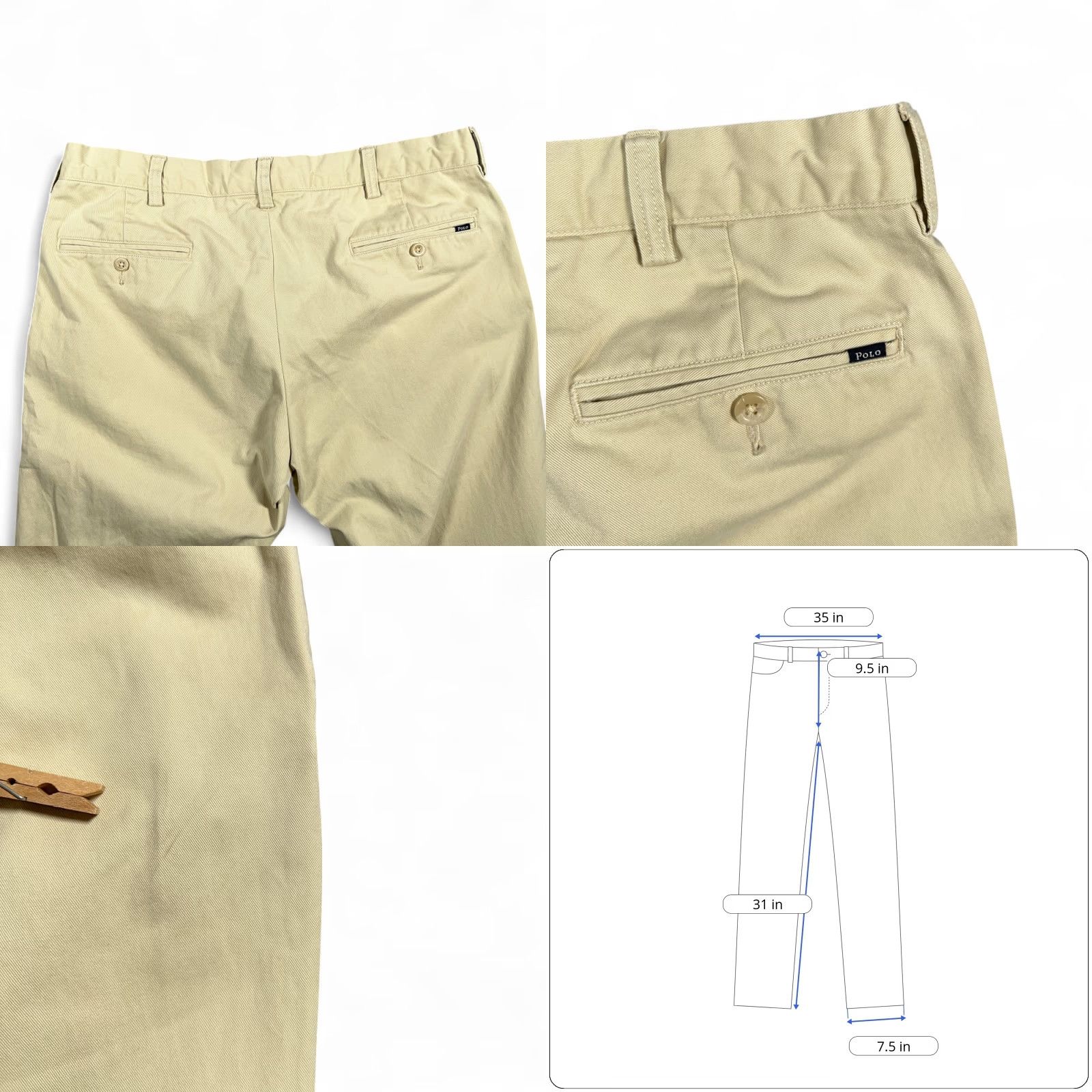 Polo Ralph Lauren Polo Ralph Lauren Pants Mens 35x31 Brown Classic Fit Flat Front Chino Size US S / EU 44-46 / 1 - 8 Thumbnail