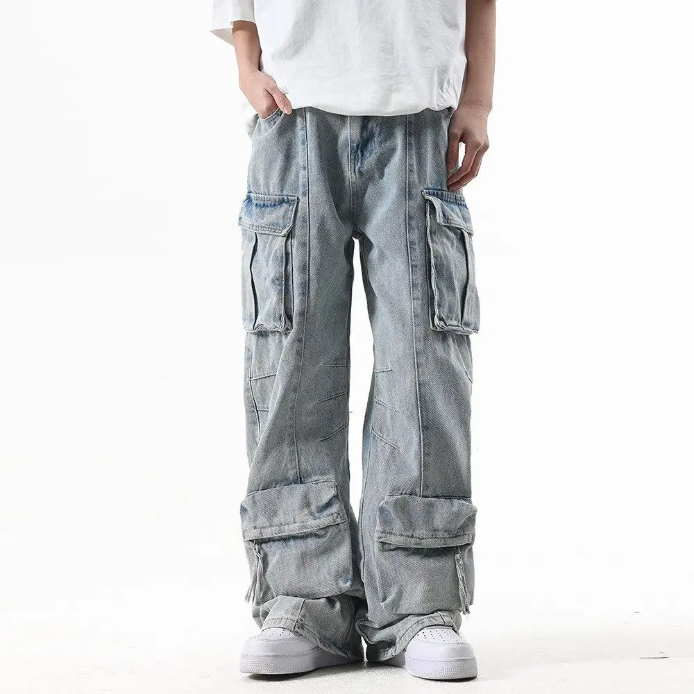 Japanese Brand × Jean Blue Cargo Denim Jeans Size US 34 / EU 50 - 4 Thumbnail