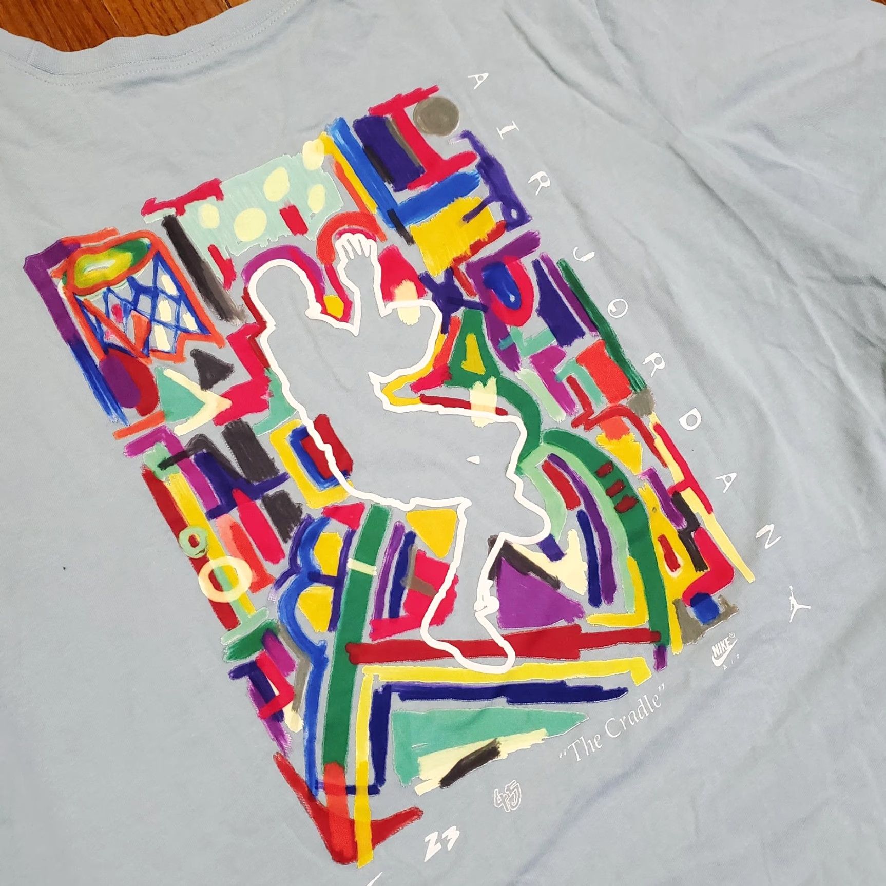 Jordan Brand Air Jordan Shirt Mens XL Blue Colorful Art The Cradle Basketball Nike DM3078-366 Size US XL / EU 56 / 4 - 2 Thumbnail