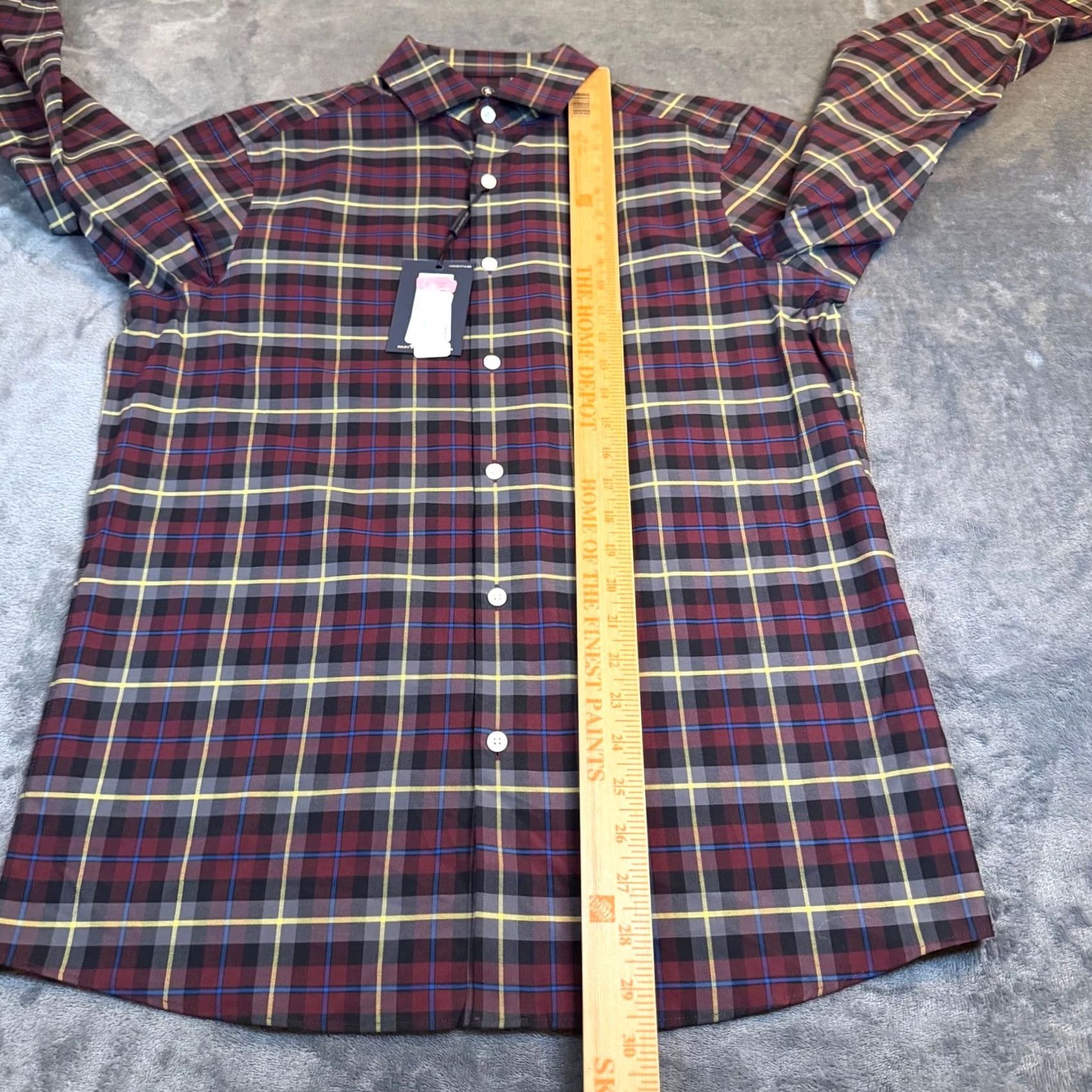 Hart Schaffner Marx Hart Schaffner Marx Shirt Plaid Button-Up Burgundy Grey Cotton NWT Small Men’s Long Sleeve Spread Collar Button Size US S / EU 44-46 / 1 - 7 Thumbnail
