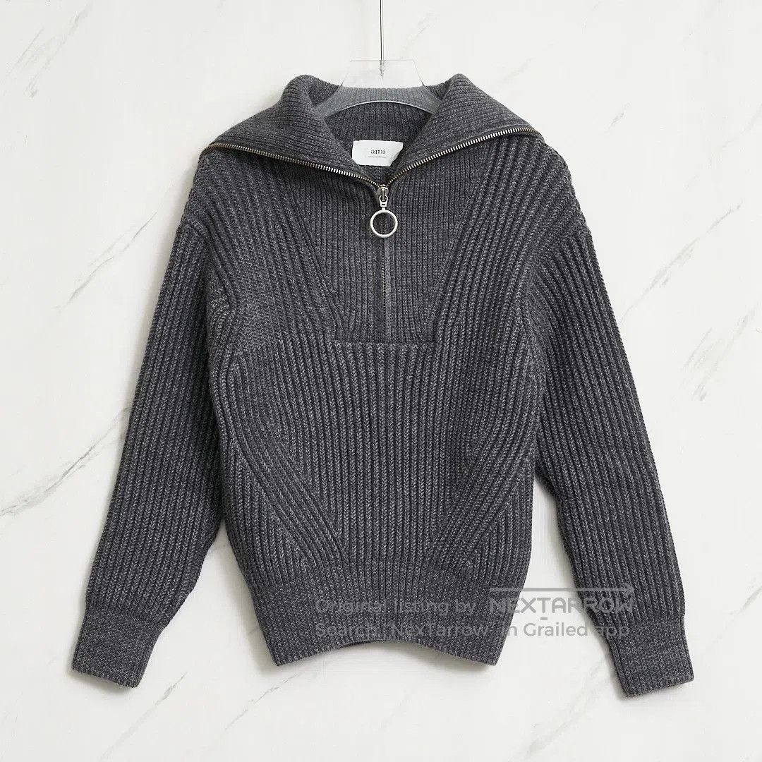 AMI Ami Paris Women's Solid Zip Collar Knit. Size M / US 6-8 / IT 42-44 - 1 Thumbnail